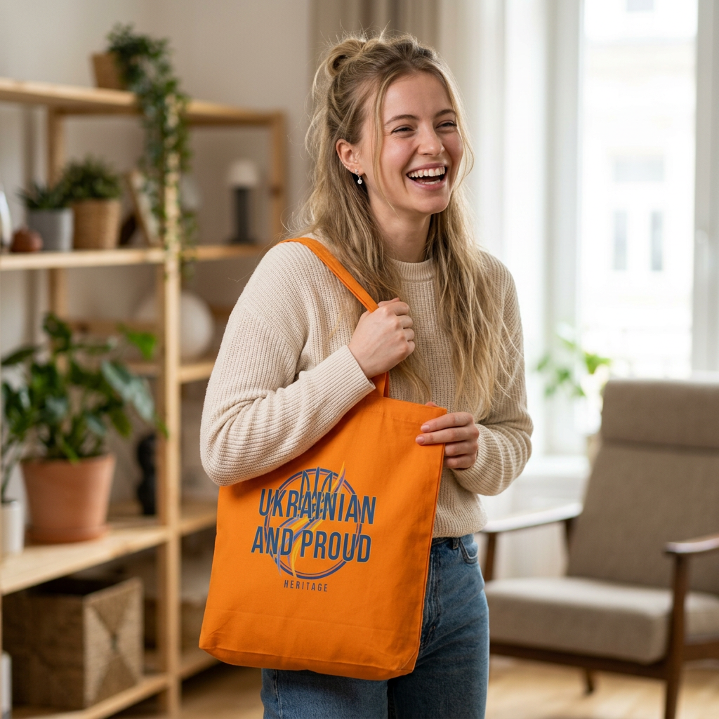 Ukrainian And Proud Cotton Tote — Heritage Flag Graphic Tote Bag