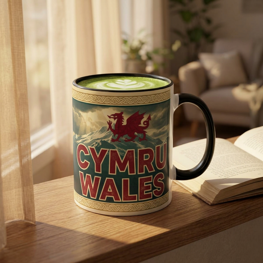 Cymru Wales Coffee Mug — Red Two-Tone 11oz Welsh Dragon Mug
