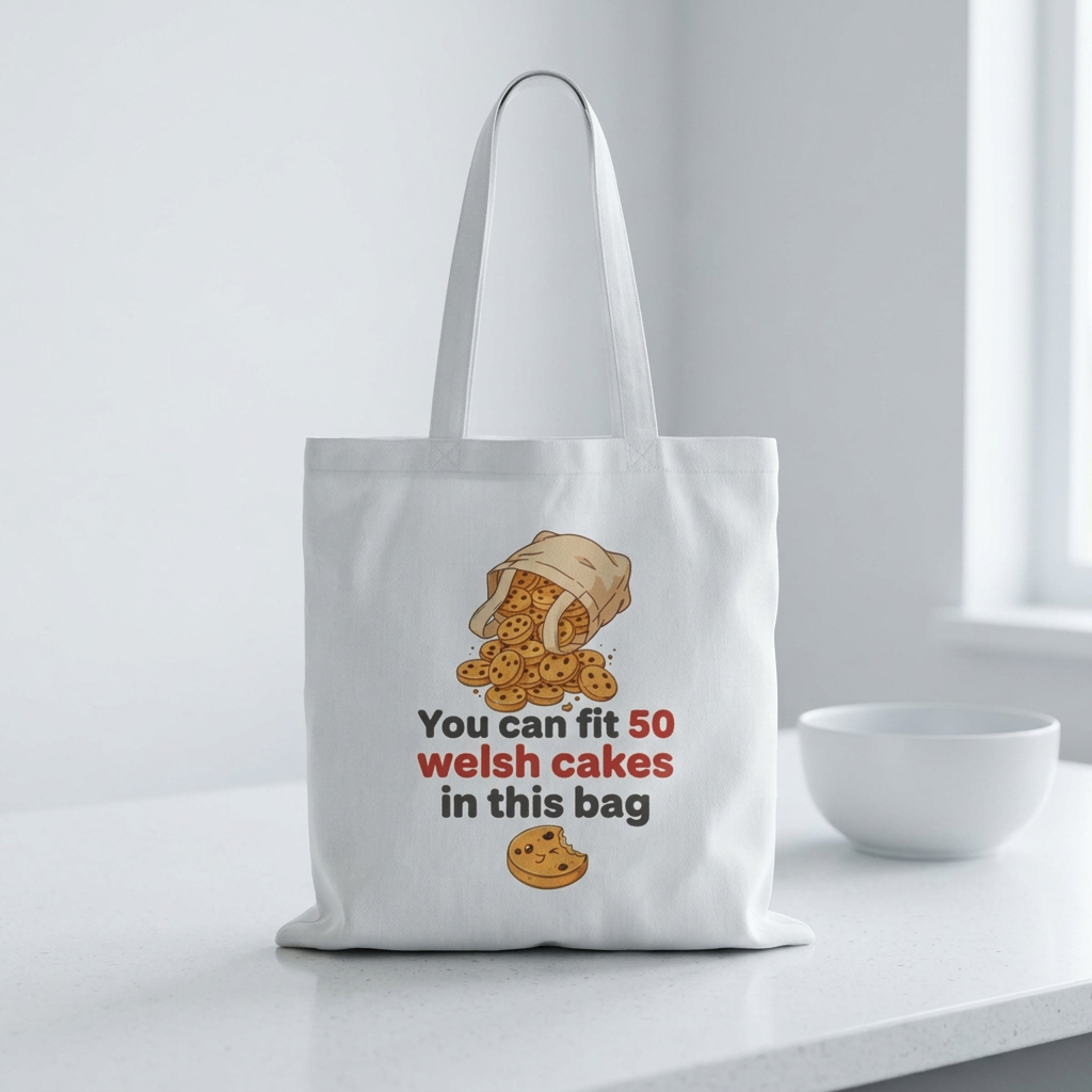 Welsh Cakes Tote Bag – "You Can Fit 50 Welsh Cakes in This Bag" Cotton Grocery Tote