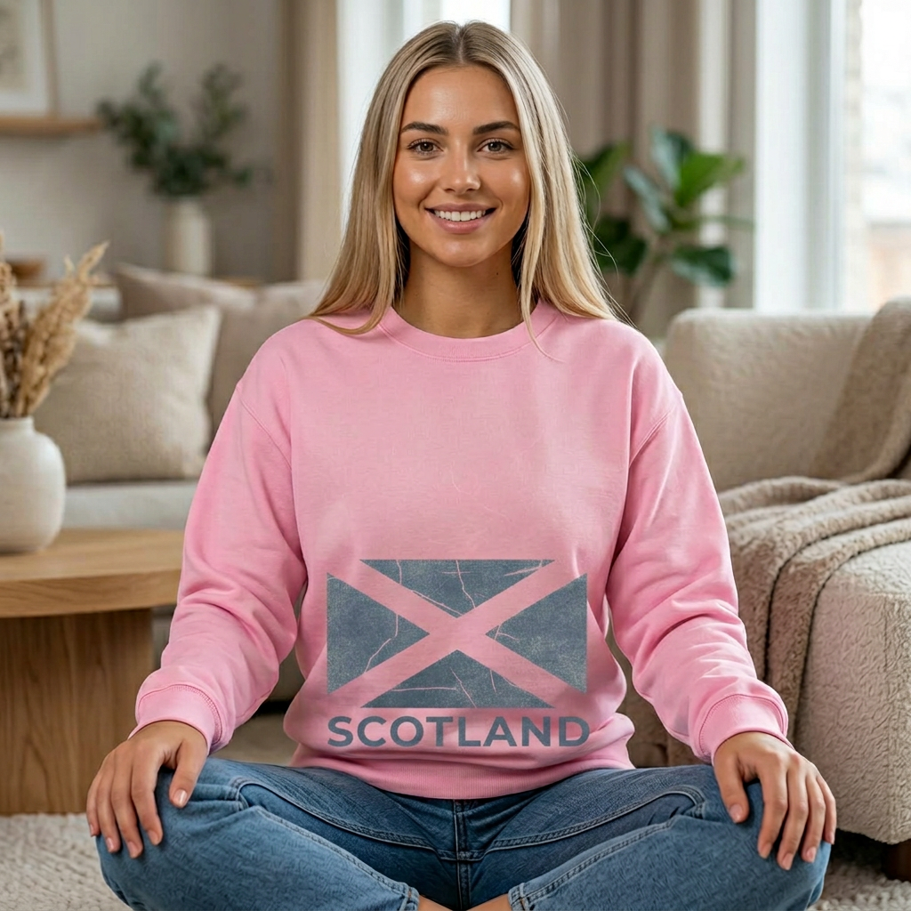 Scotland Flag Sweatshirt — Vintage Distressed Saltire Crewneck