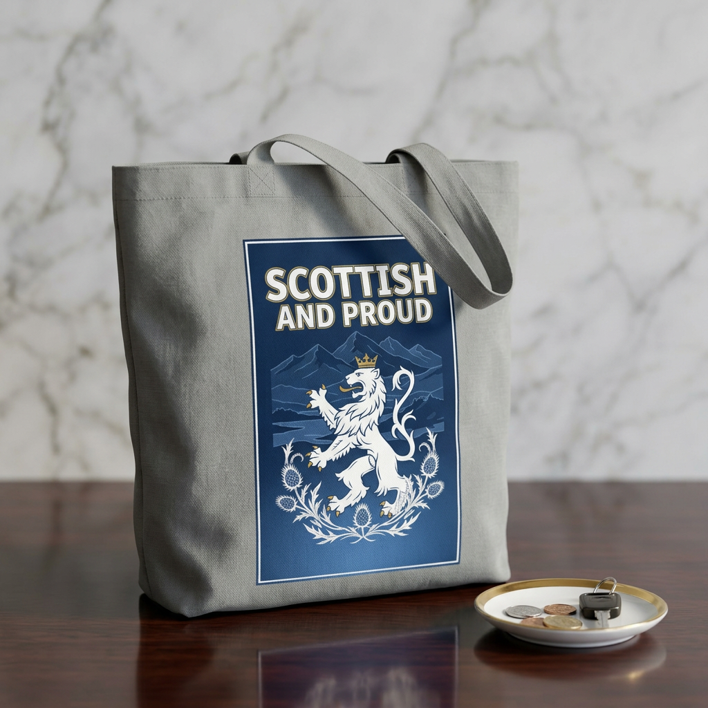 Scottish and Proud Tote Bag — Cotton Grocery & Market Tote with Lion Rampant Design