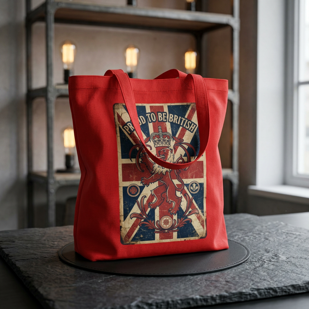 British Lion Union Jack Tote Bag — "Proud to be British" Cotton Shopper
