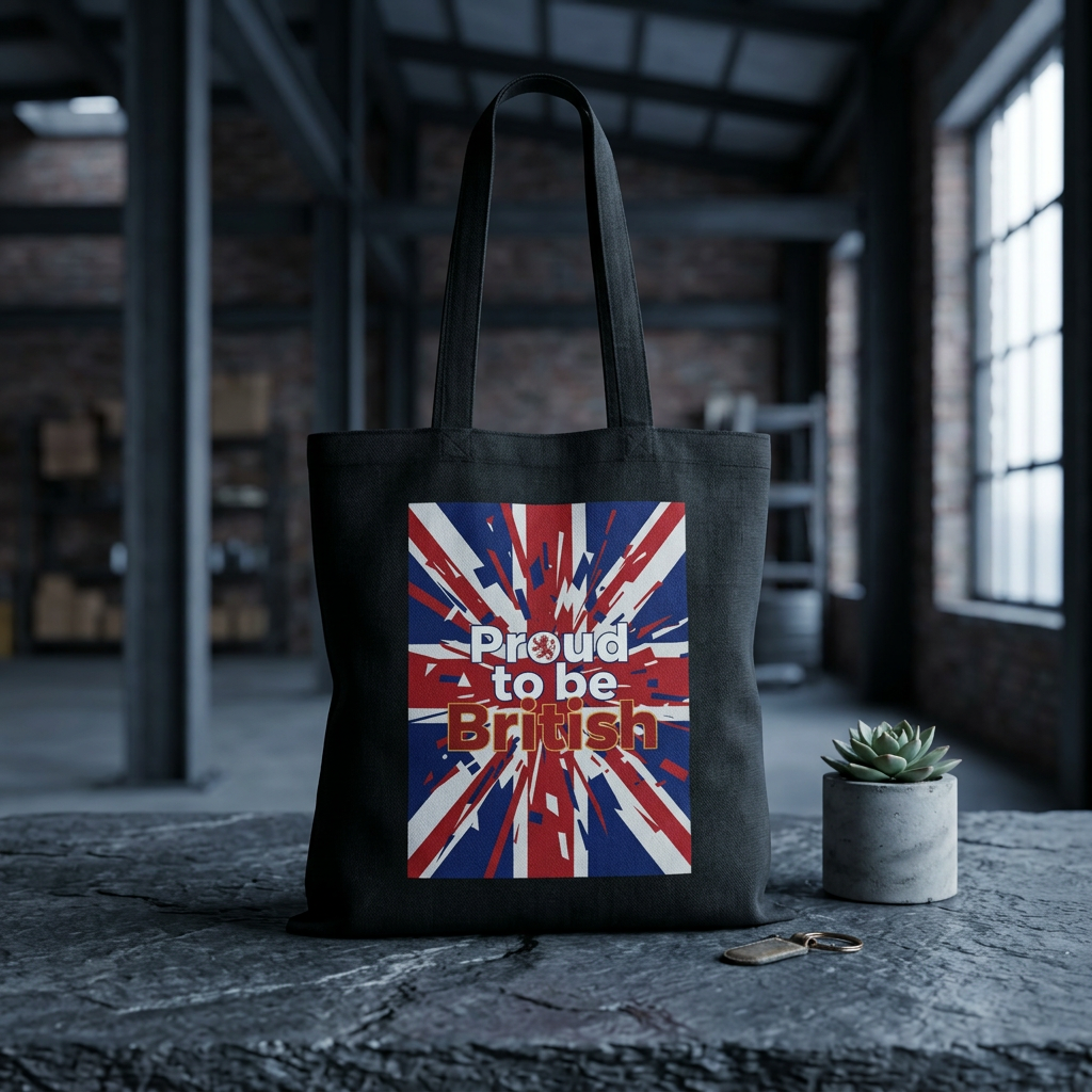 Proud to Be British Cotton Tote — Union Jack Flag Shopper Bag