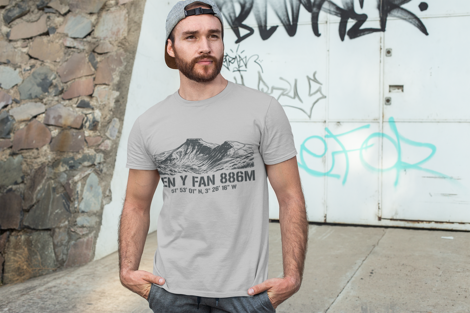 Pen y Fan 886m Graphic Tee | Vintage Elevation & Coordinates