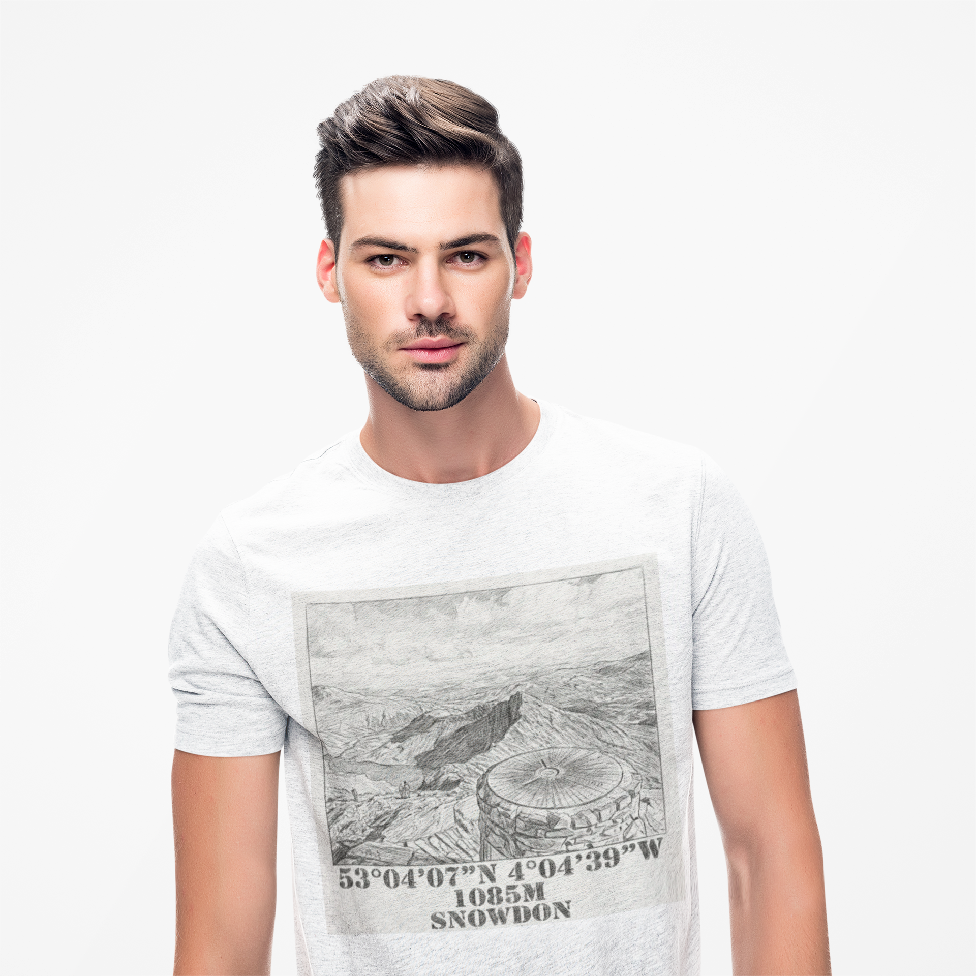 Snowdon Mountain Tee — Vintage Map Illustration with Coordinates