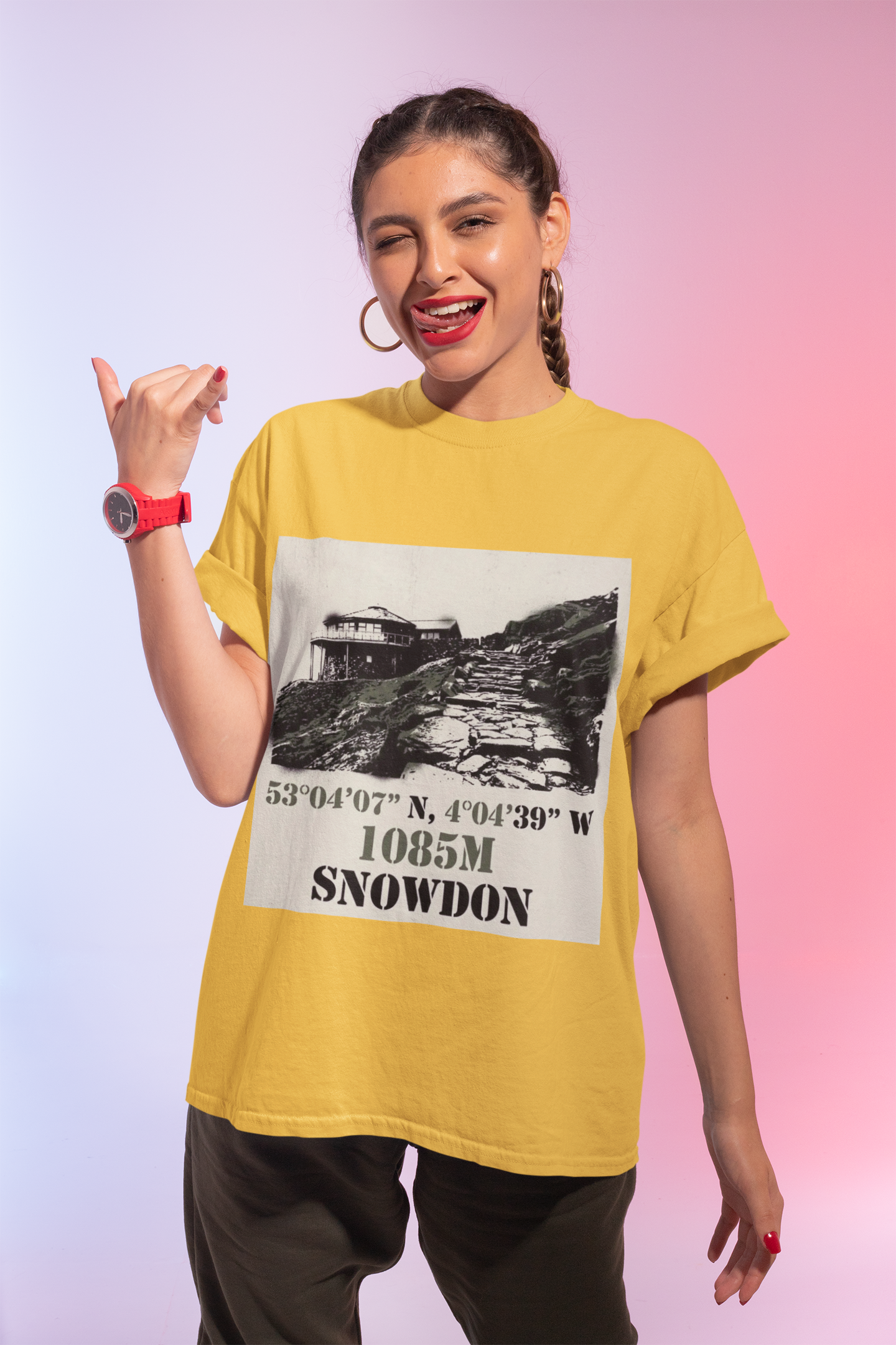 Snowdon 1085m Vintage Summit Tee — Mountain Coordinates Graphic T‑Shirt