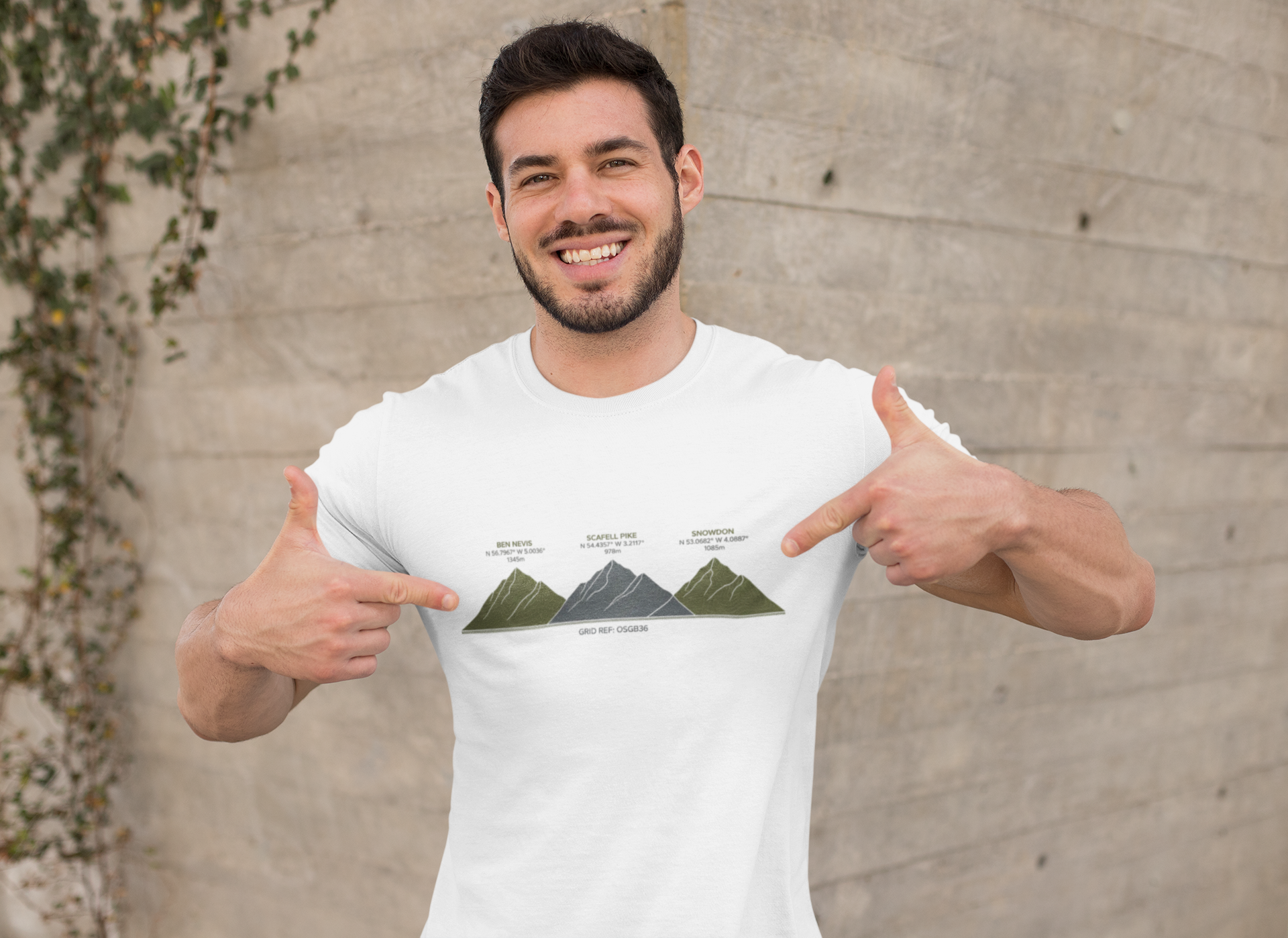 Three Peaks Challenge Graphic T-Shirt — Retro UK Mountain Hiking Tee