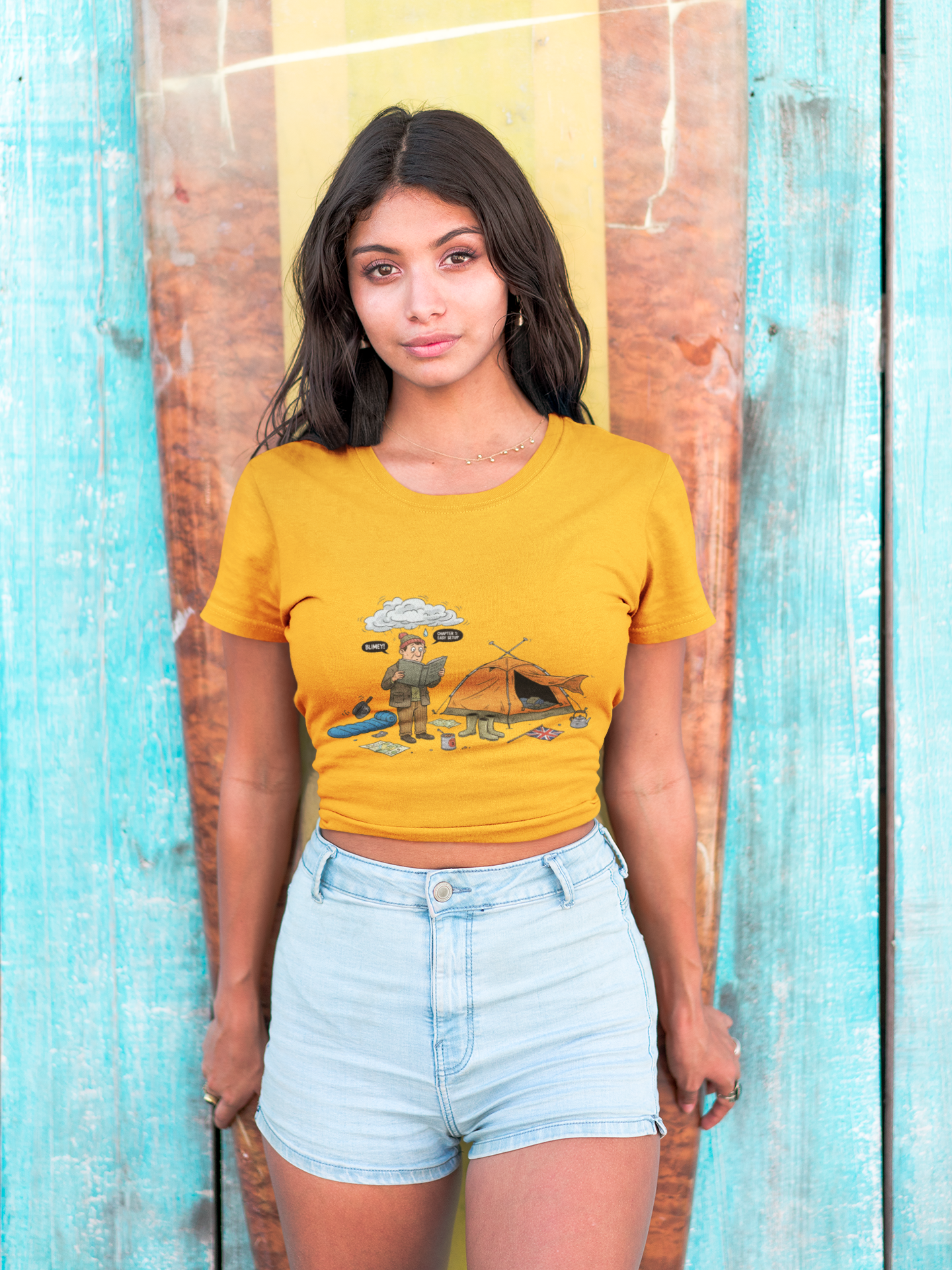 Retro Mountain Camping Graphic T-Shirt — Vintage Campfire Adventure Tee