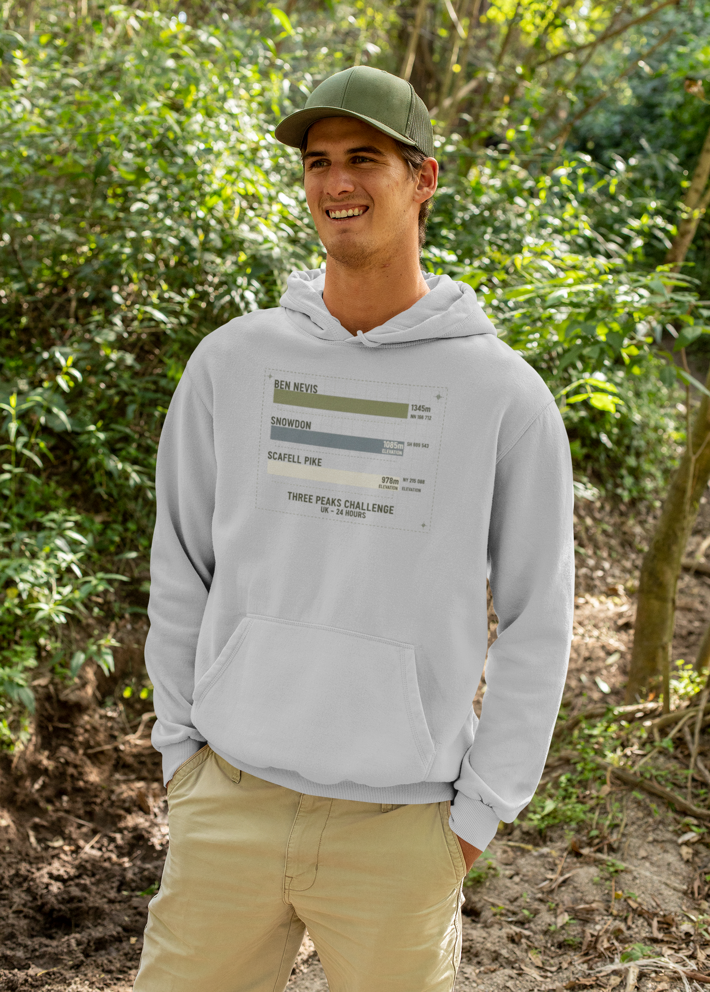 Three Peaks Challenge Hoodie — Retro Ben Nevis, Scafell Pike & Snowdon Pullover