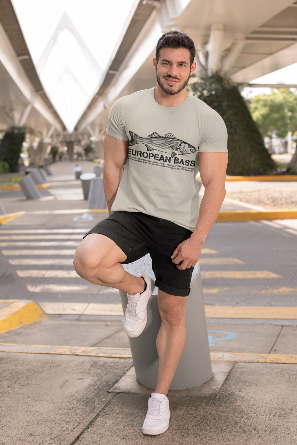 European Bass Fishing — Vintage Fish Illustration Tee