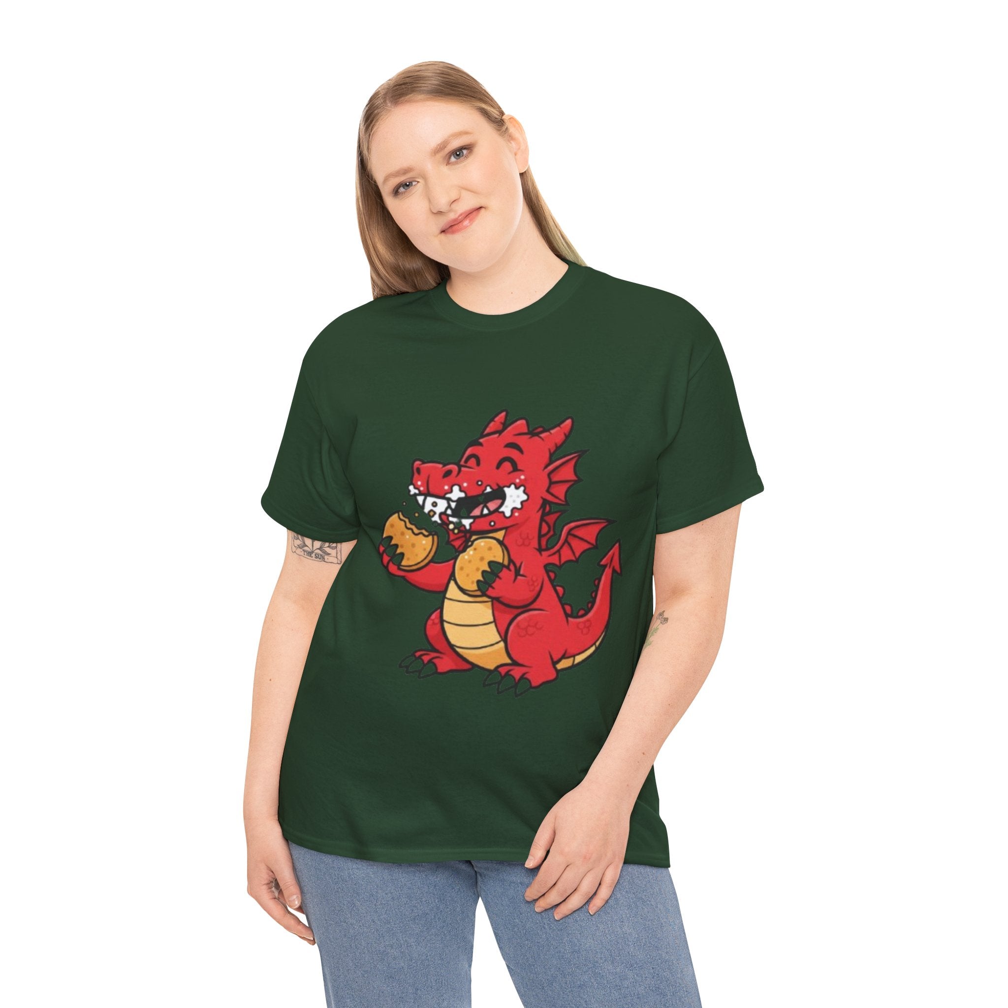 Red Dragon Eating Tacos T-Shirt — Cute Cartoon Taco Lover Tee