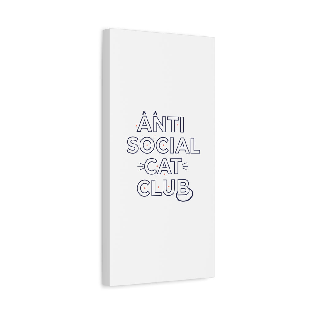 Anti Social Cat Club Canvas | Outline-Only Typography, Hollow Letter Art