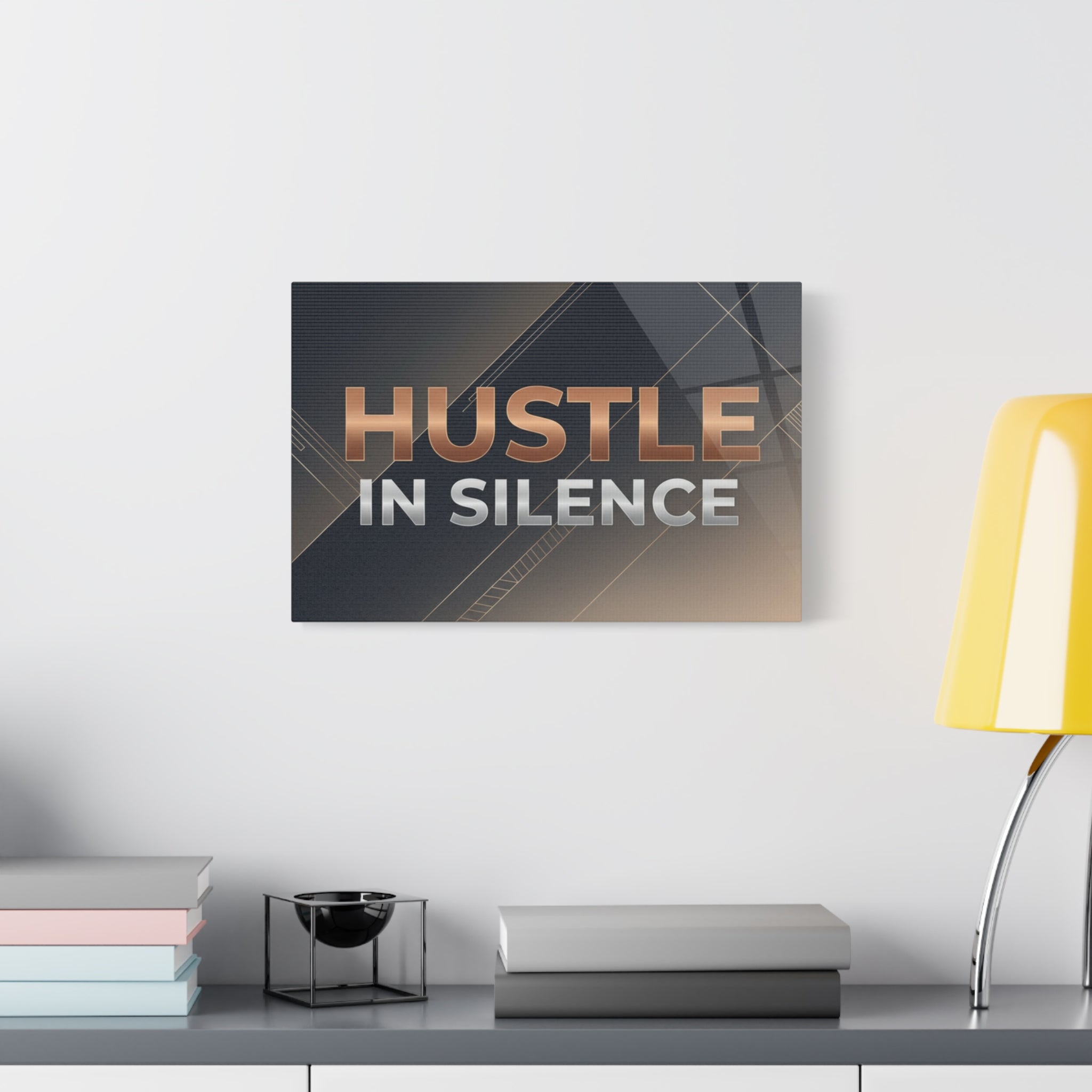 Hustle in Silence Matte Canvas Wall Art — Motivational Office Decor