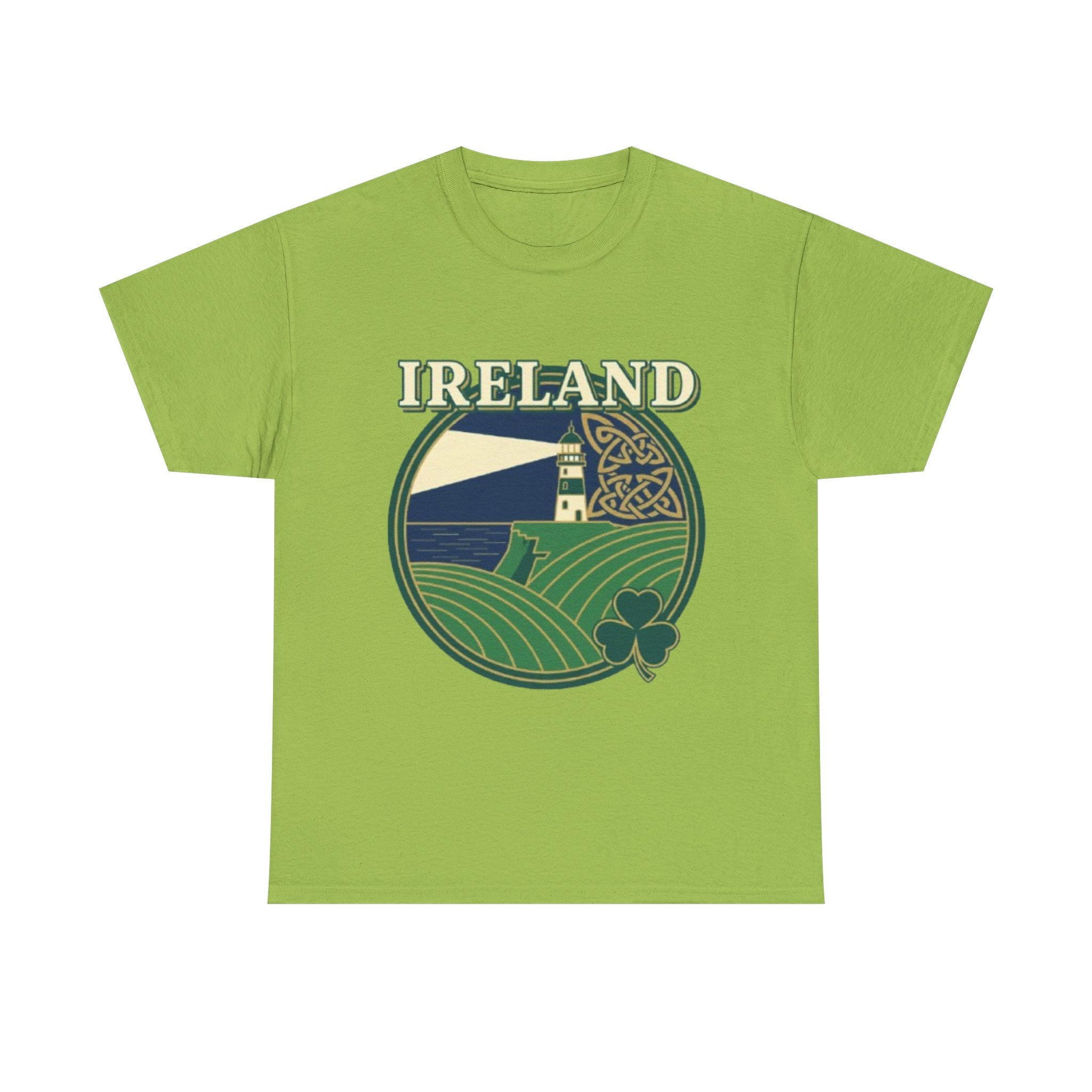 Ireland Scenic Tee — Celtic Lighthouse & Shamrock Graphic T-Shirt