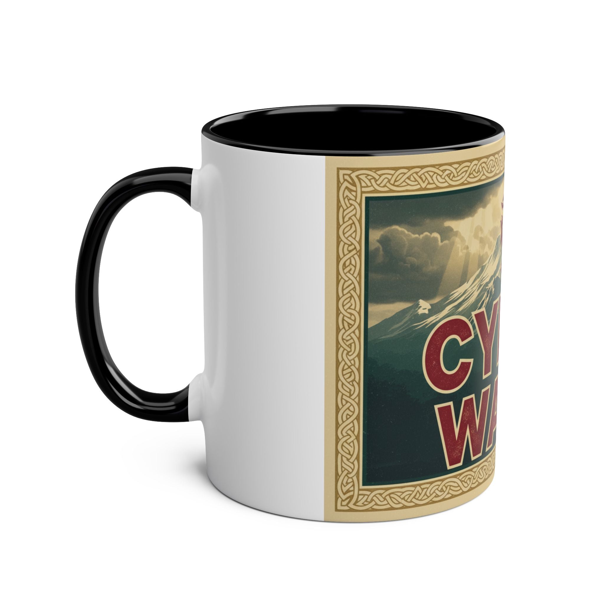 Cymru Wales Coffee Mug — Red Two-Tone 11oz Welsh Dragon Mug