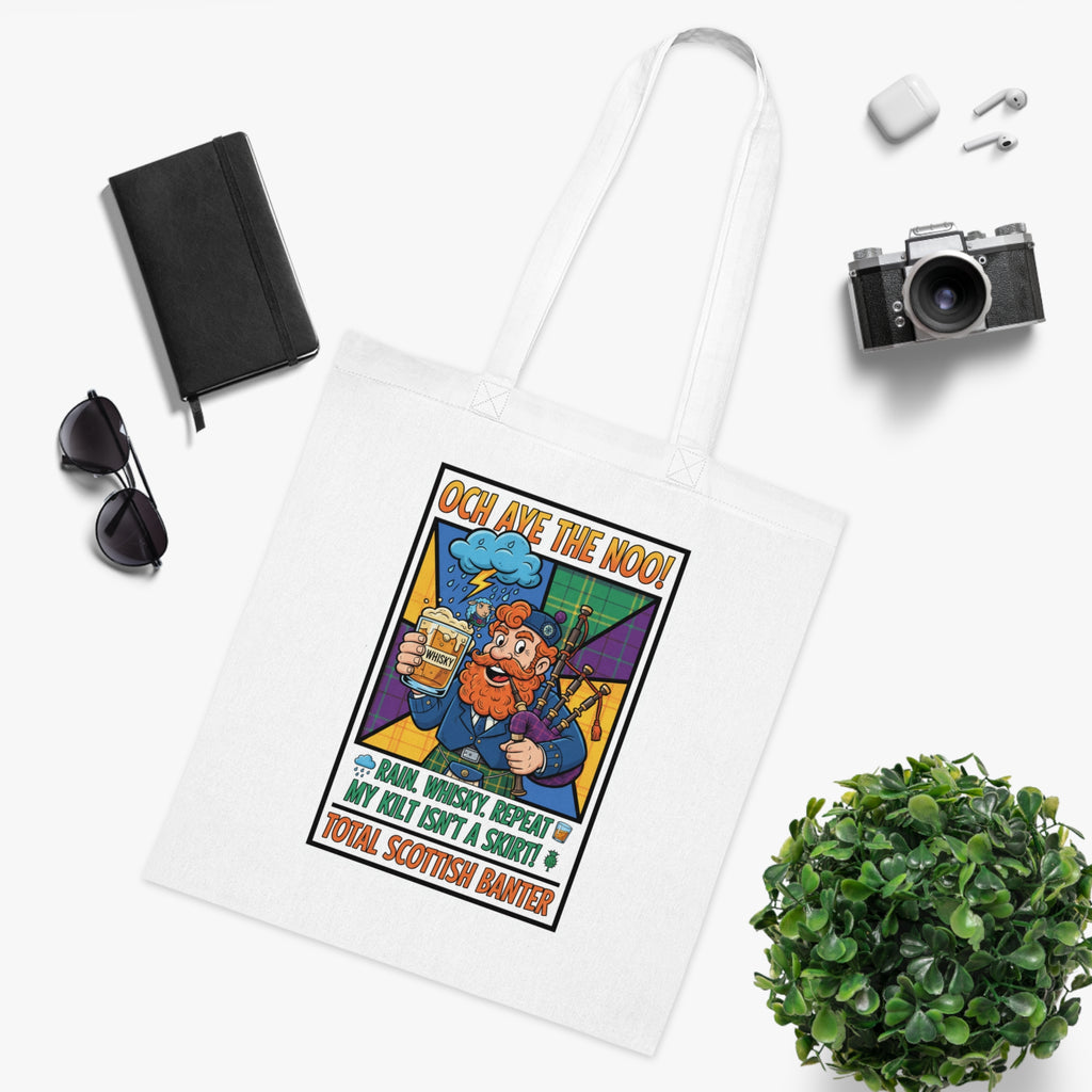 Tote Bag — "Och Aye The Noon!" Scottish Barber Cartoon Tote