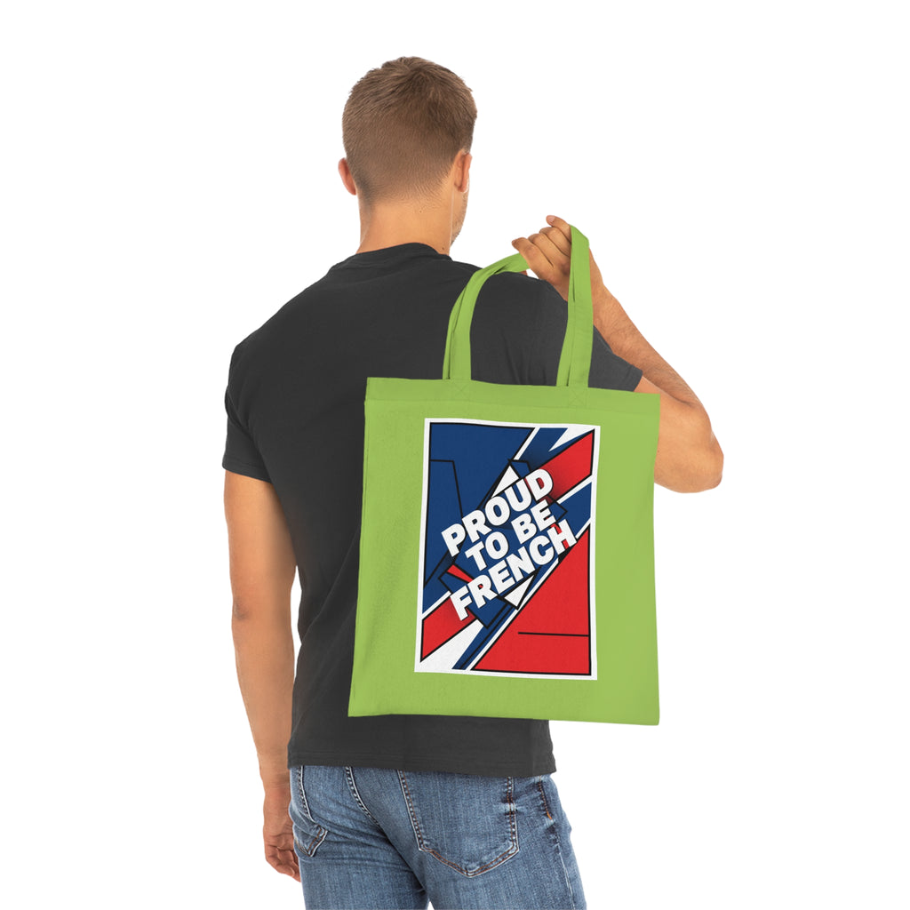 Proud to Be French Cotton Tote Bag — Blue & Red Patriotic Market Bag