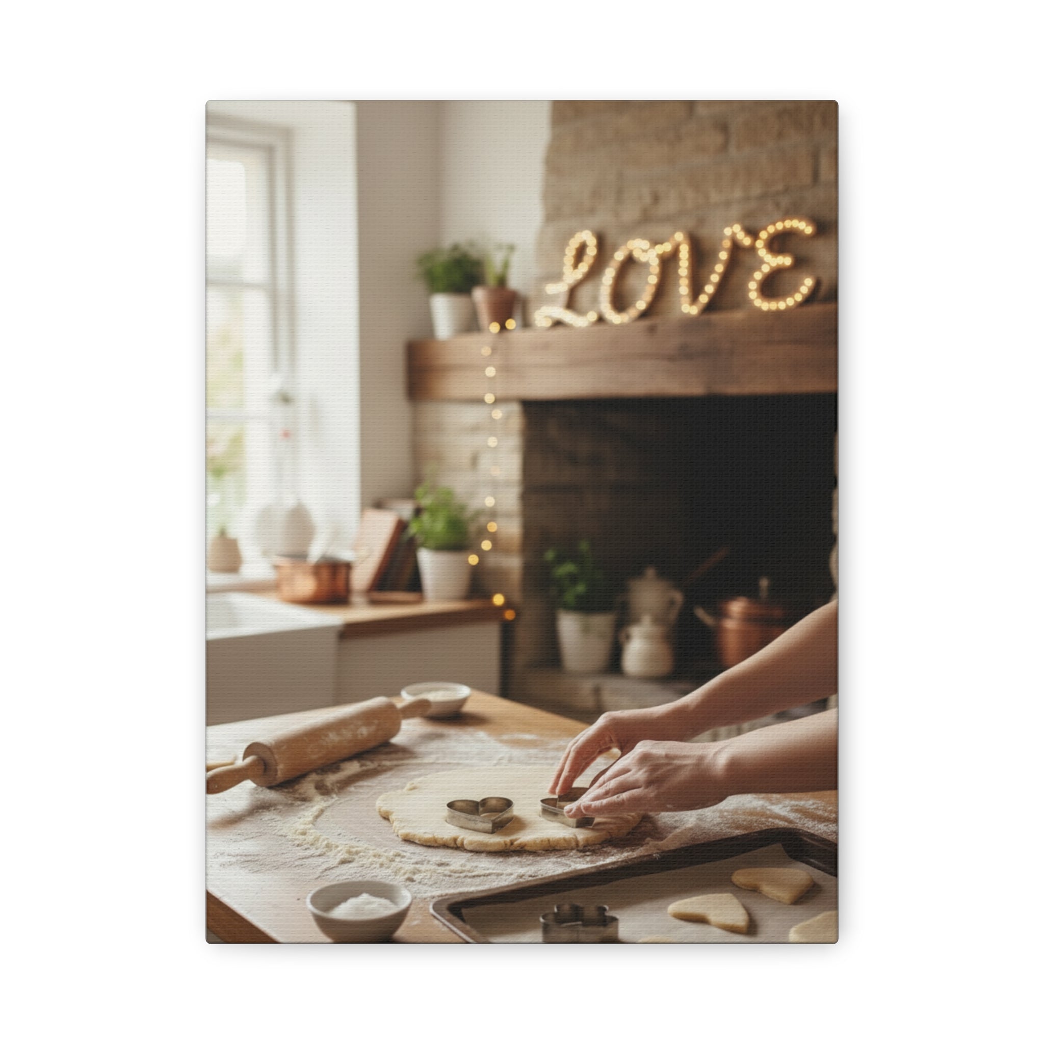 Kitchen Baking Canvas Print — Cozy Rustic 'LOVE' Holiday Decor