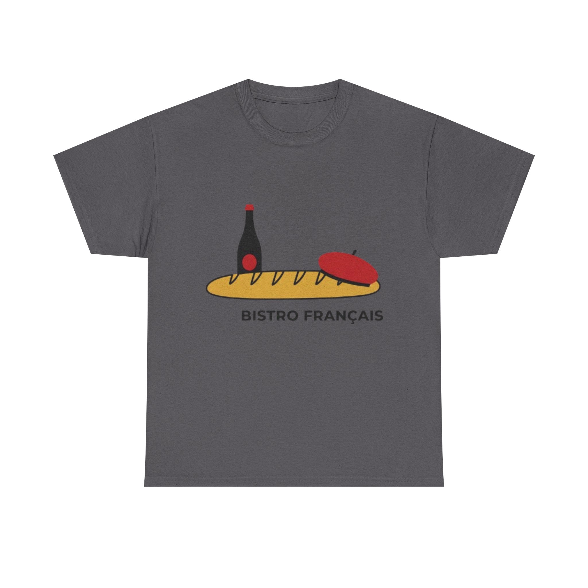 French Bistro Tee — 'Bistro Français' Bread, Wine & Beret Graphic Shirt