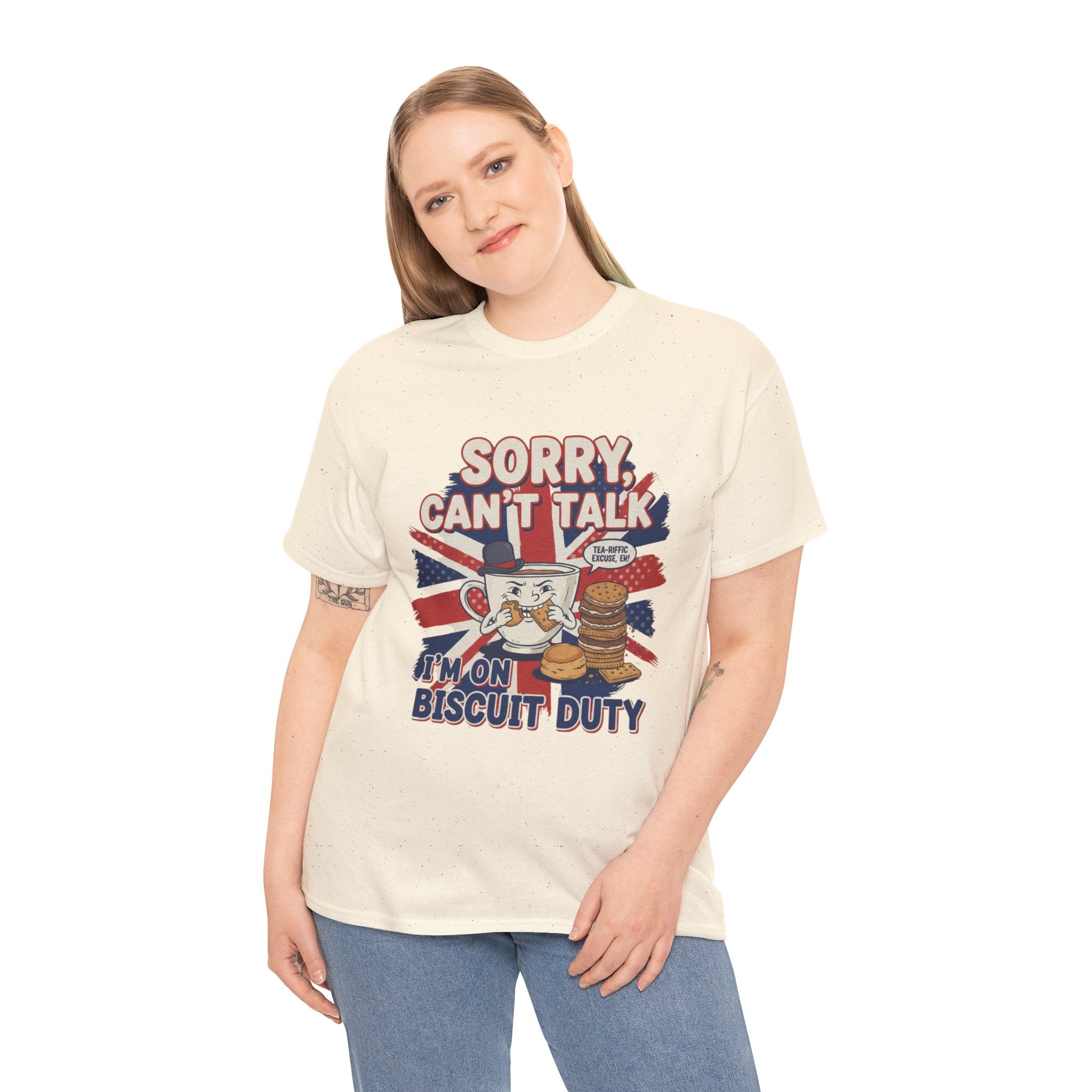 Biscuit Duty T‑Shirt - "Sorry Can't Talk, I'm On Biscuit Duty" British Tea & Biscuit Graphic Tee