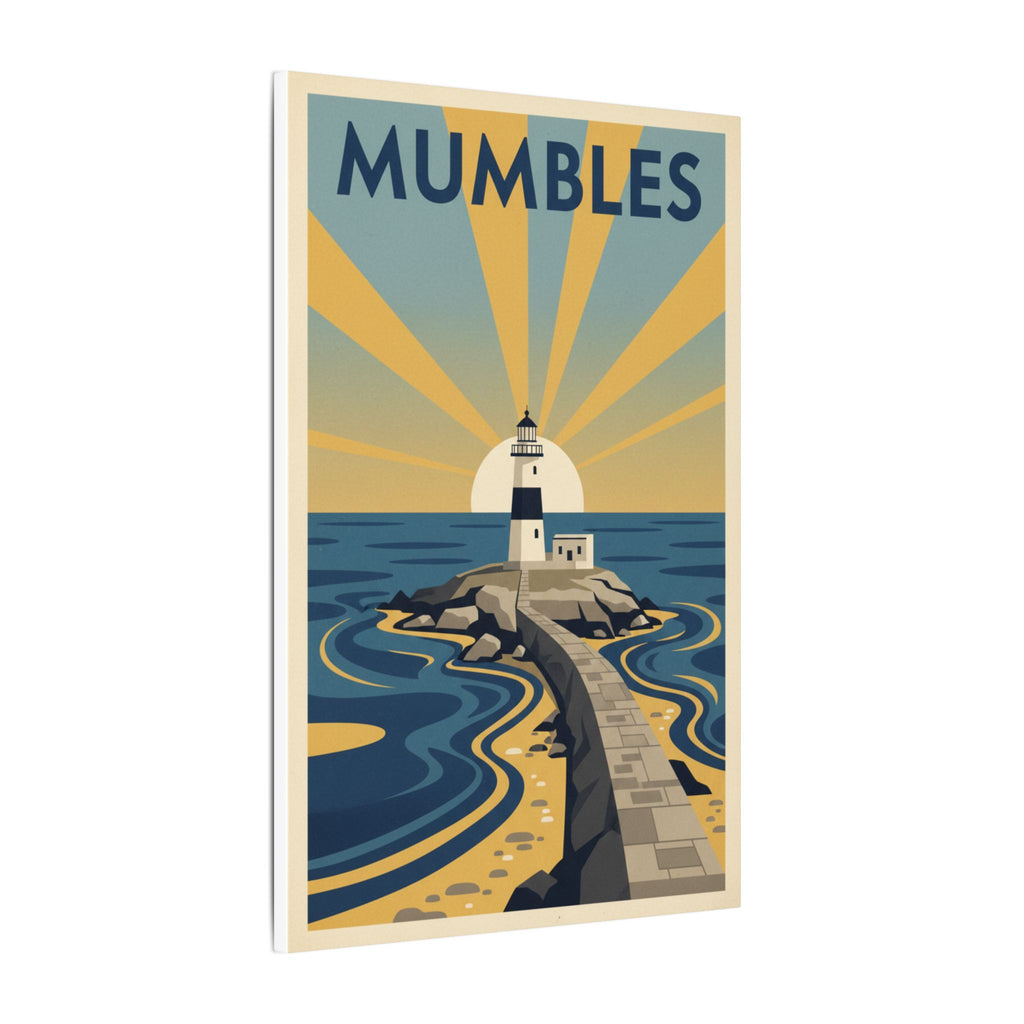 Mumbles Lighthouse Vintage Travel Poster Canvas