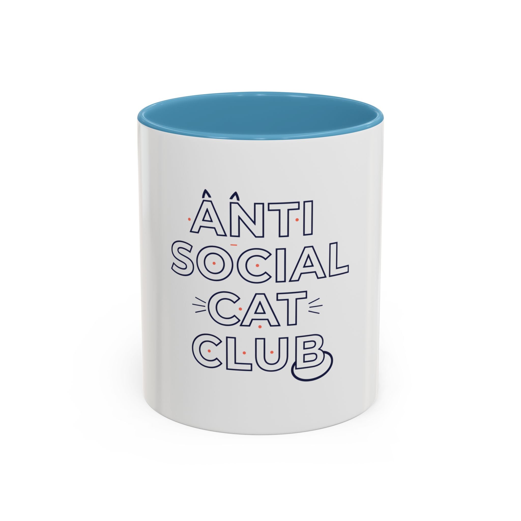 Anti Social Cat Club Accent Coffee Mug – Funny Cat Lover 11/15oz Ceramic Mug