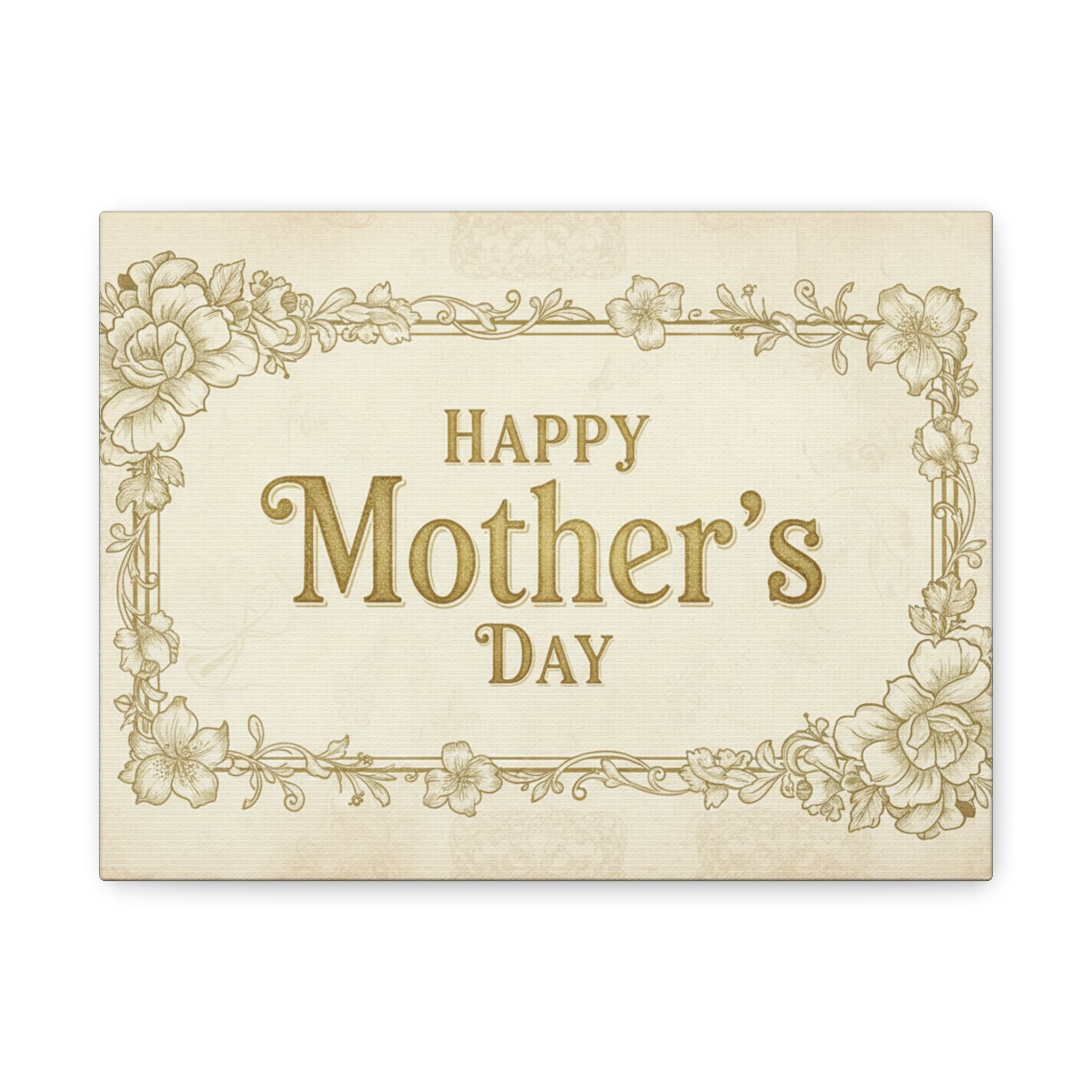 Mother's Day Canvas Wall Art — "Happy Mother's Day" Vintage Floral Matte Print