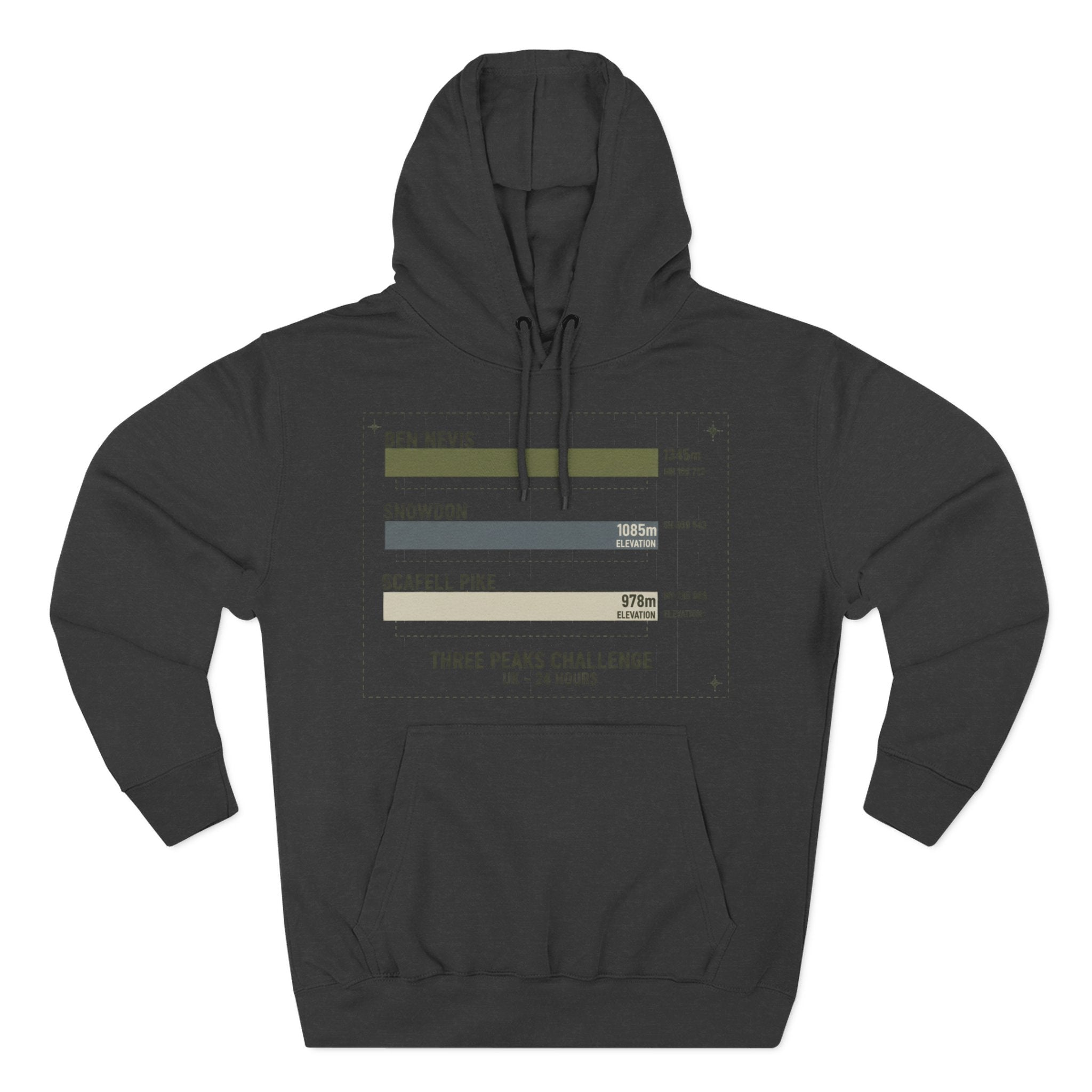 Three Peaks Challenge Hoodie — Retro Ben Nevis, Scafell Pike & Snowdon Pullover