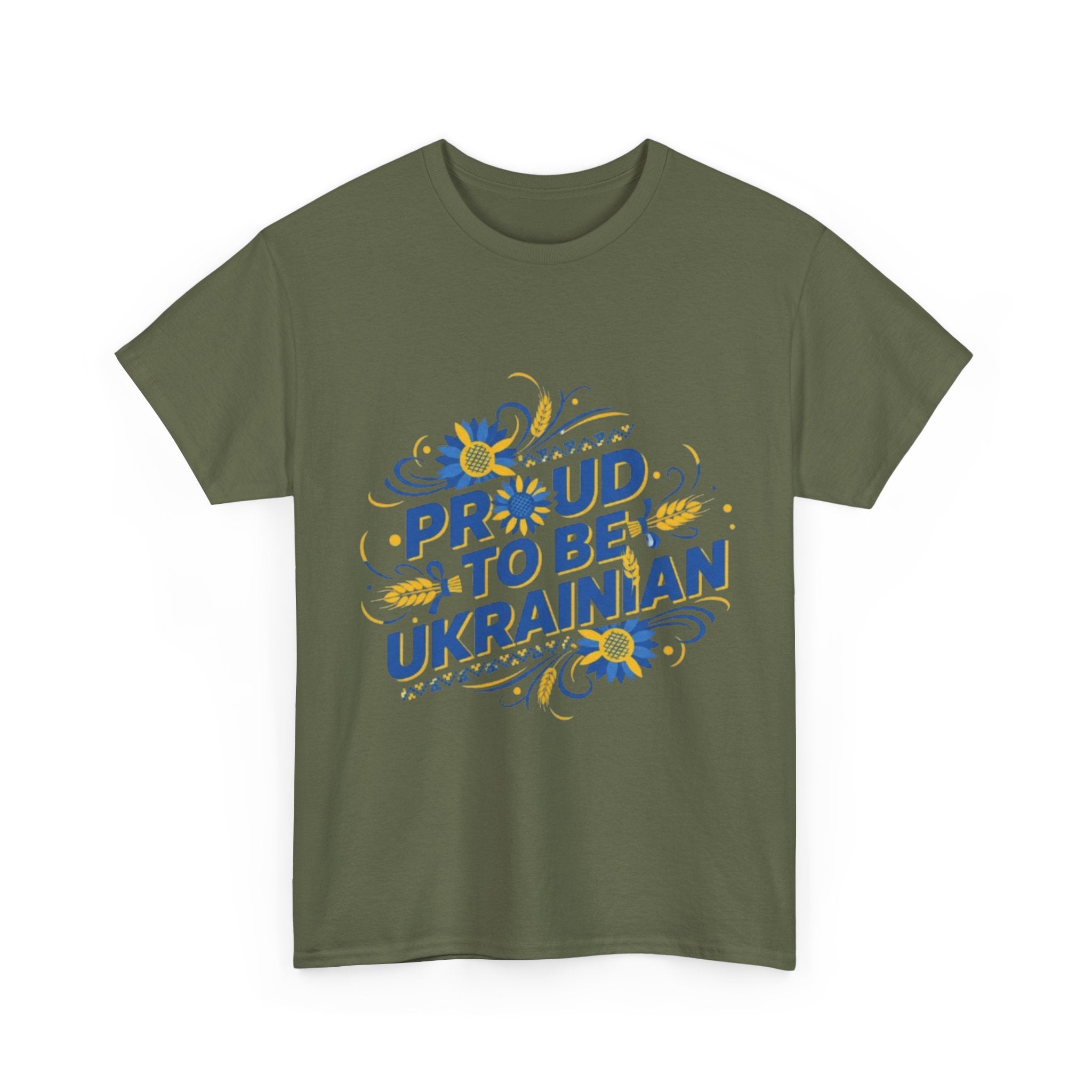 Proud to Be Ukrainian T-Shirt — Blue & Yellow Floral Pride Tee