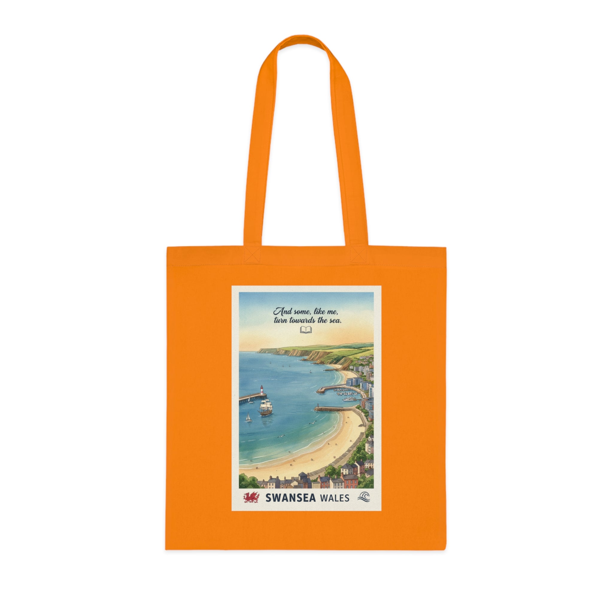 Swansea Wales Vintage Beach Tote — Retro Coastal Cotton Shopper