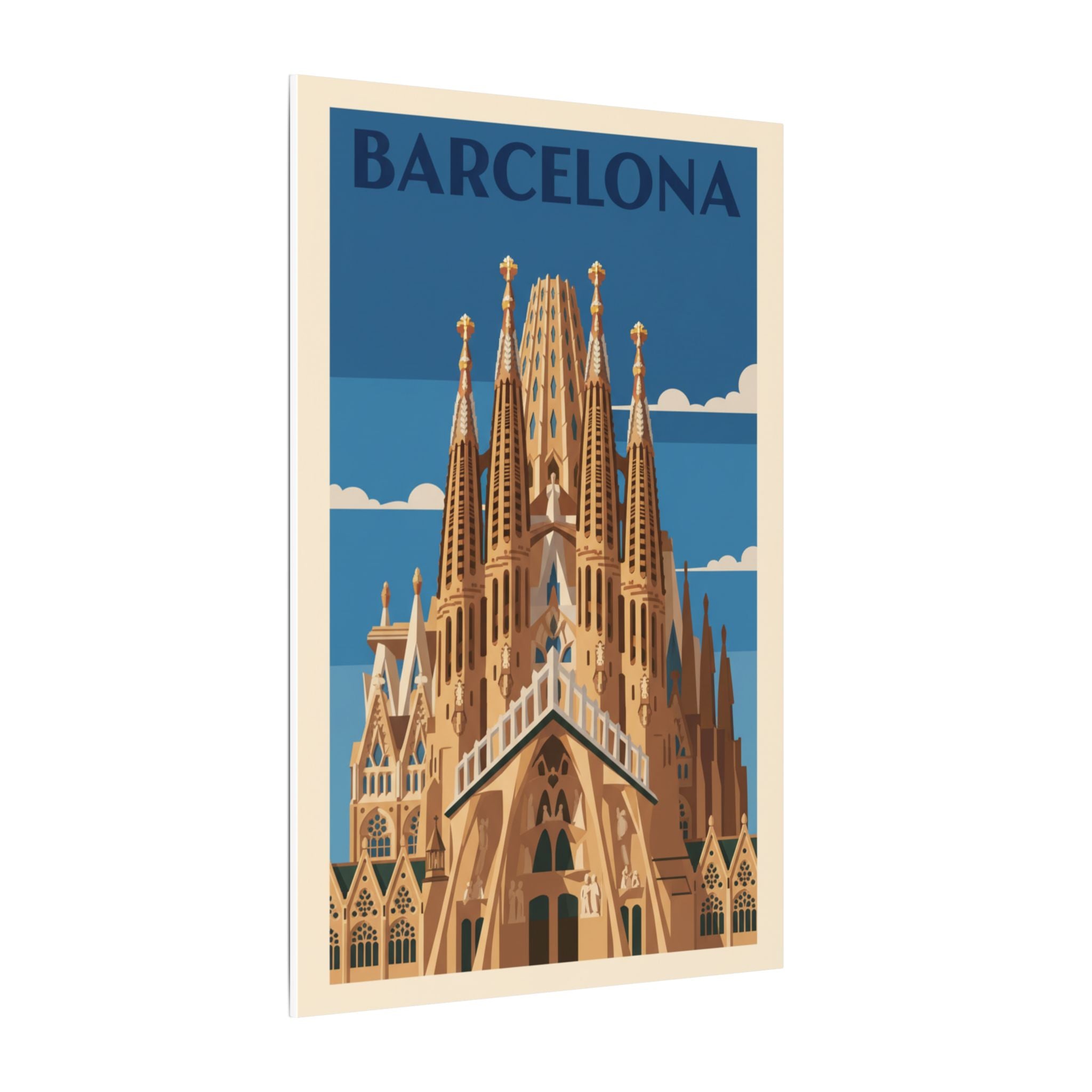 Barcelona Sagrada Familia Matte Canvas Print Stretched Travel Poster Wall Art