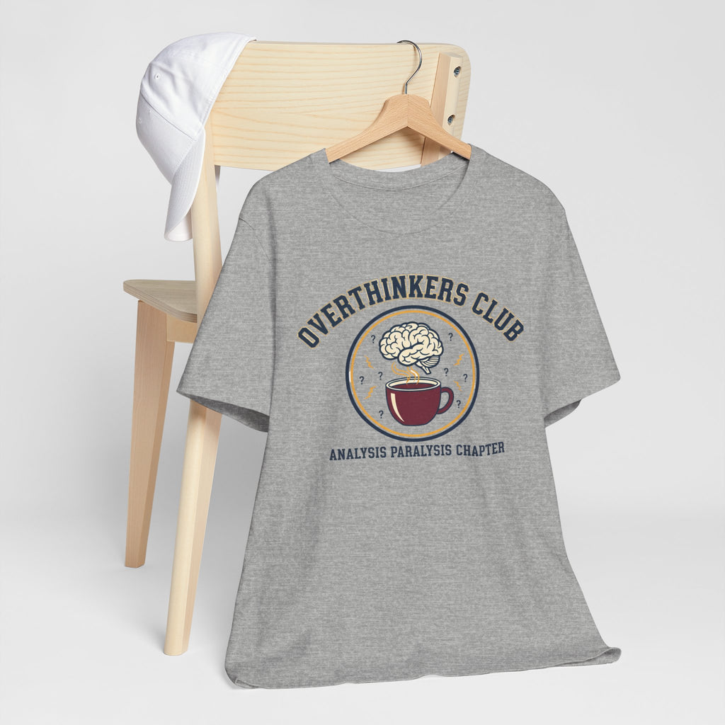 Overthinkers Club Tee | irony club shirt, varsity style shirt