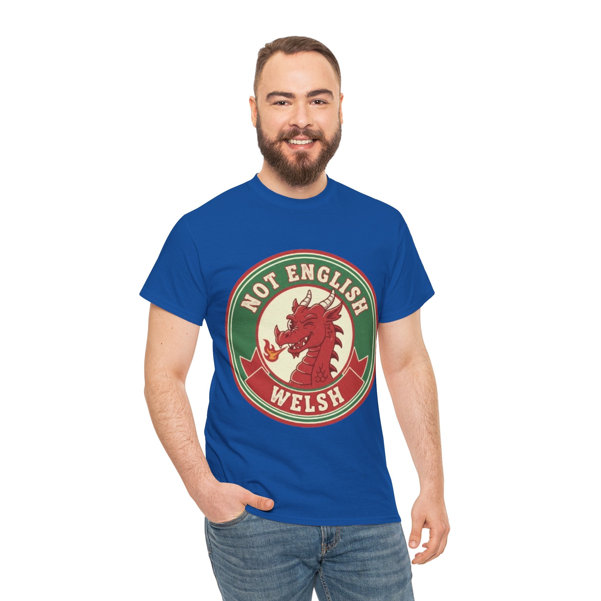 Not English Welsh T‑Shirt — Funny Wales Dragon Tee for Welsh Pride