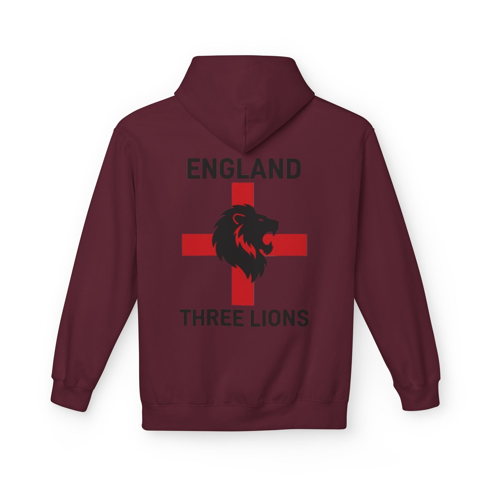 England Three Lions Hoodie – Red Cross Lion Football Fan Pullover