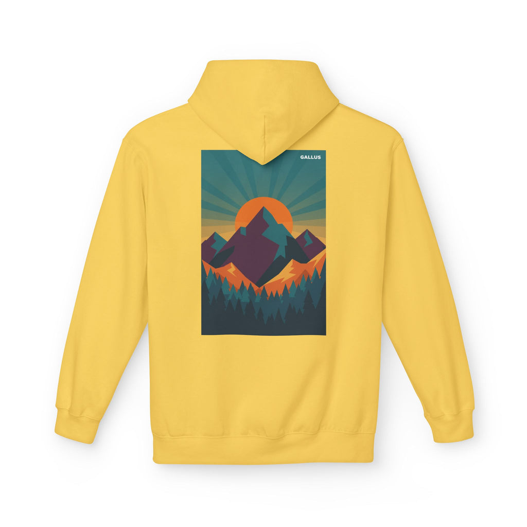 Sunset Mountain Hoodie — Retro Outdoors Graphic Pullover