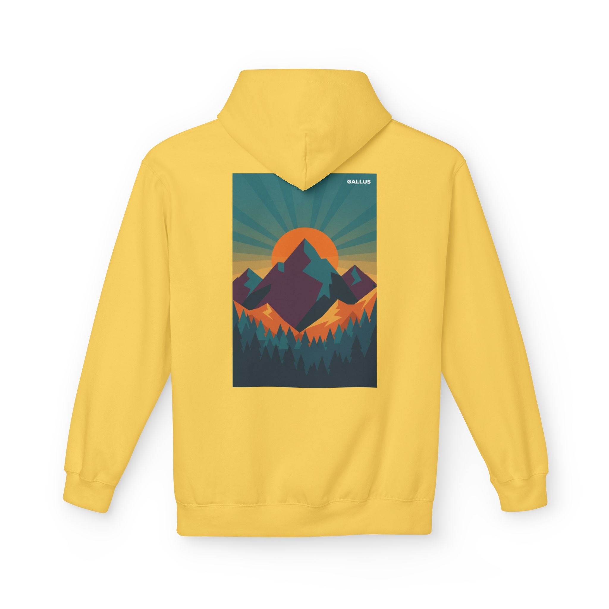Sunset Mountain Hoodie — Retro Outdoors Graphic Pullover