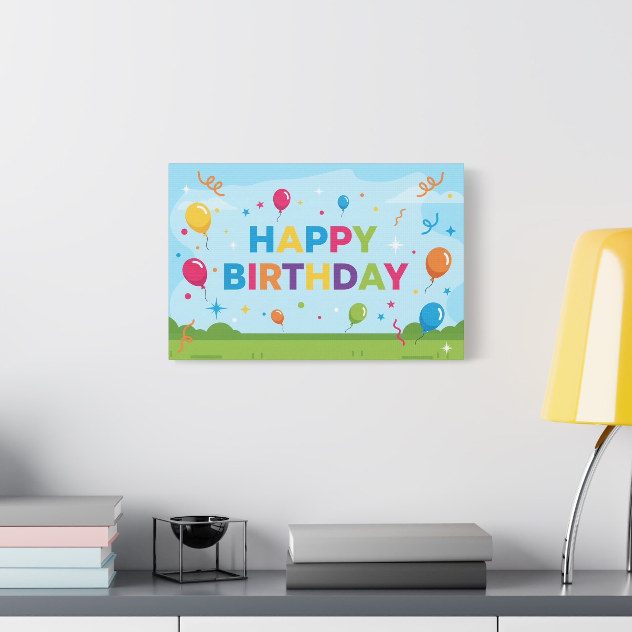 Happy Birthday Balloon Matte Canvas Wall Art