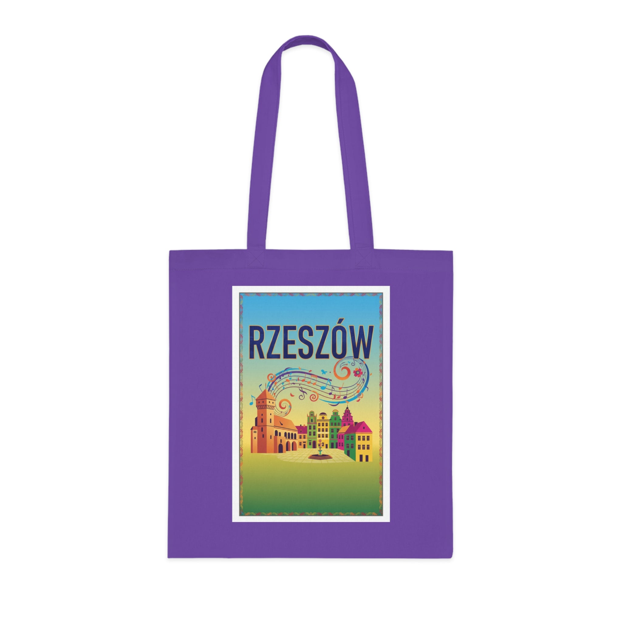 Rzeszów Vintage Travel Cotton Tote Bag — Colorful Cityscape Market Bag