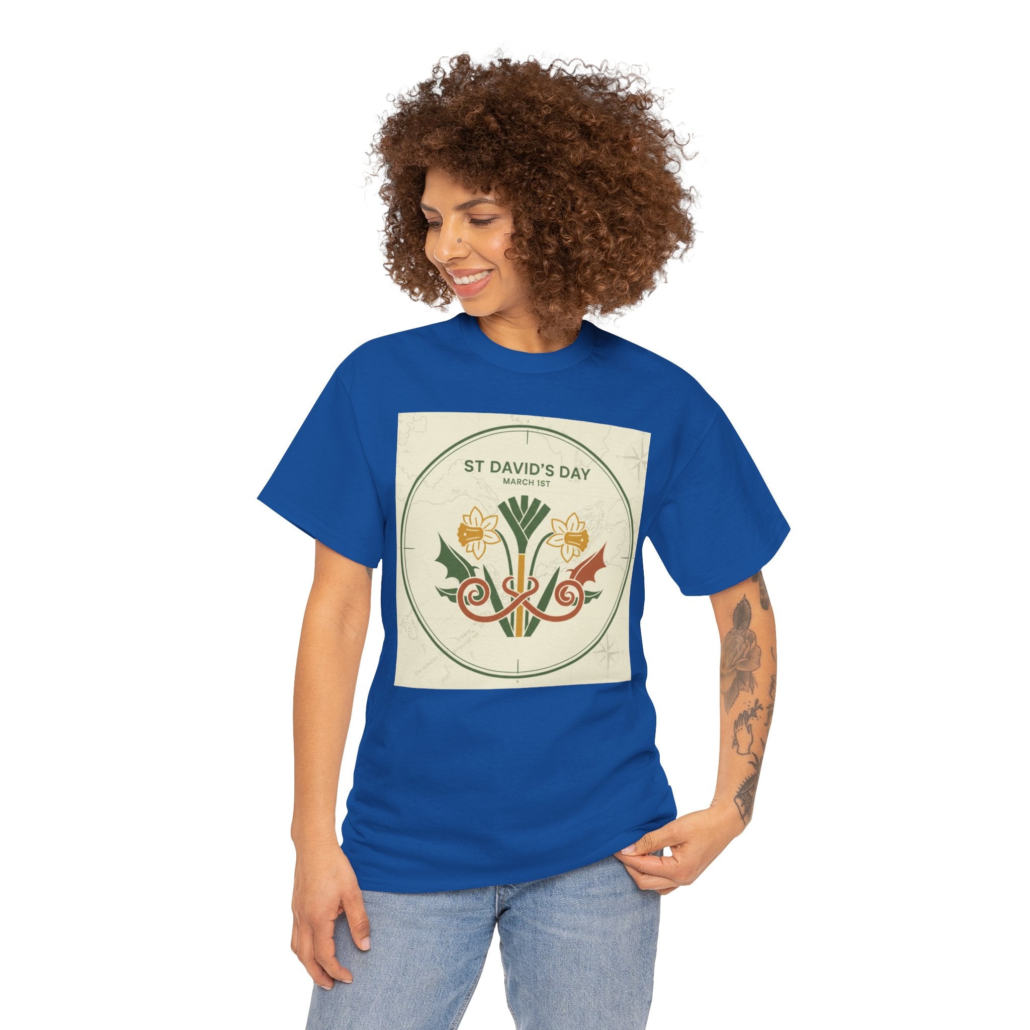 St. David's Day Floral Tee — Welsh Daffodil & Leek Celebration Shirt