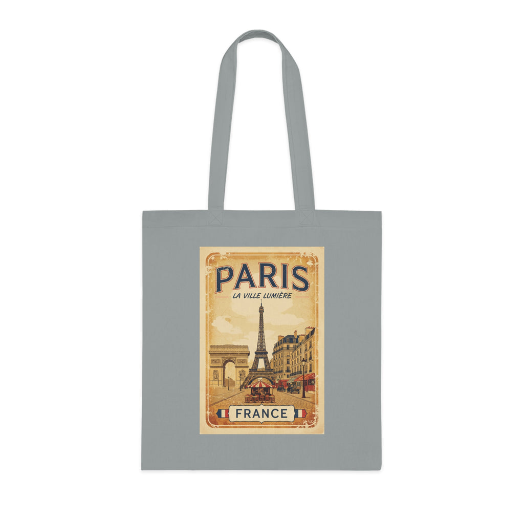 Paris Vintage Poster Cotton Tote Bag – Eiffel Tower France Travel Market Tote