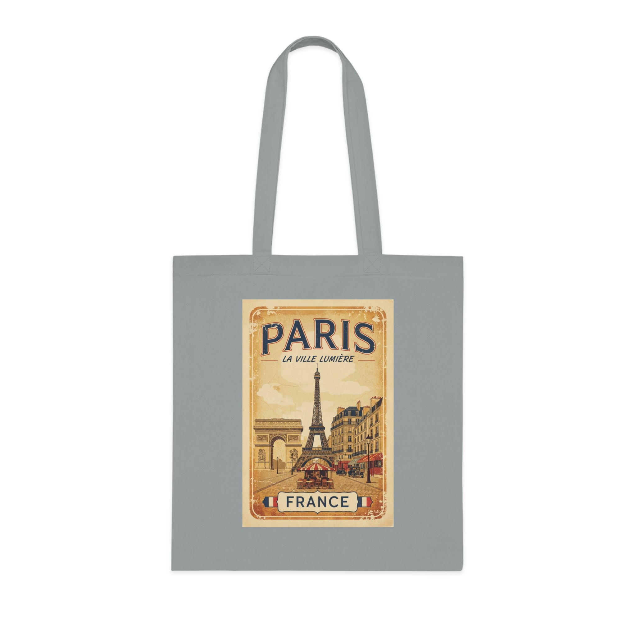 Paris Vintage Poster Cotton Tote Bag – Eiffel Tower France Travel Market Tote