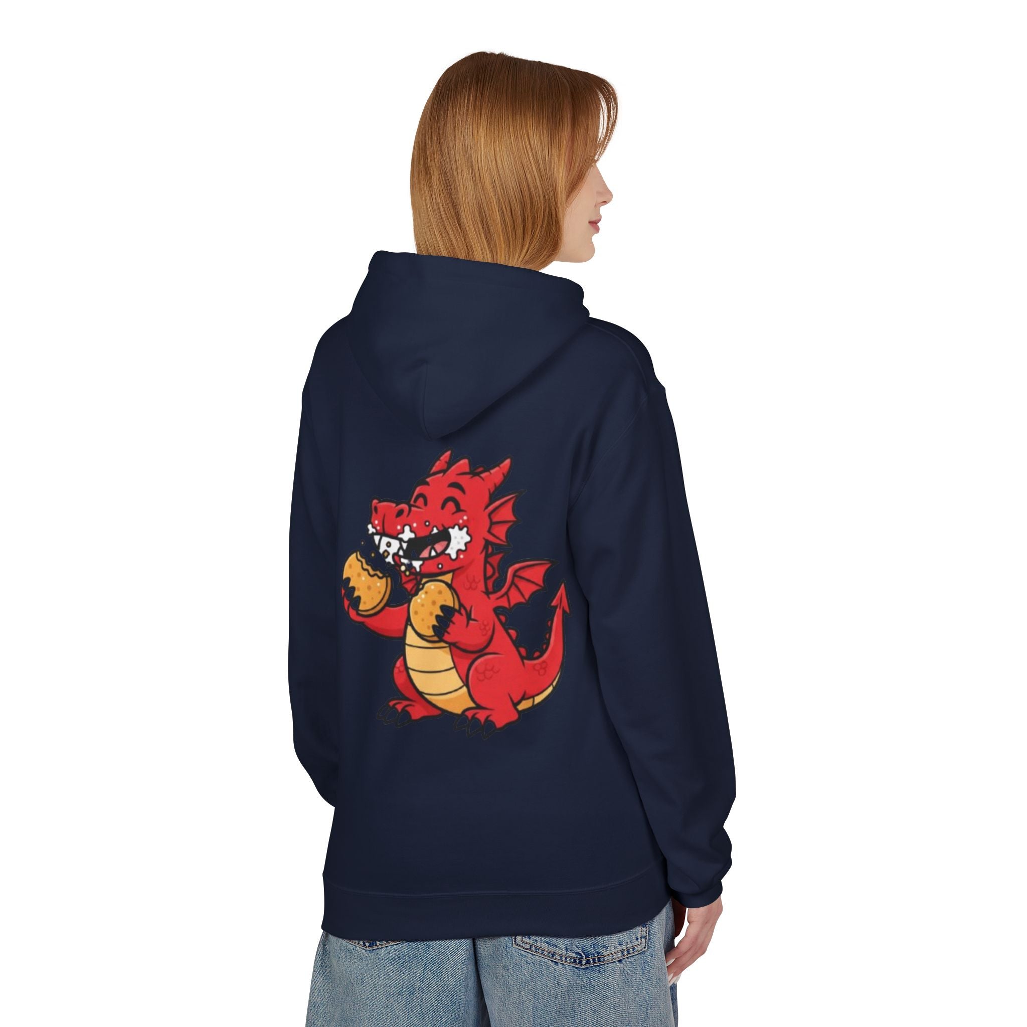 Welsh Dragon Hoodie — Retro Flag Front & Cute Red Dragon Back