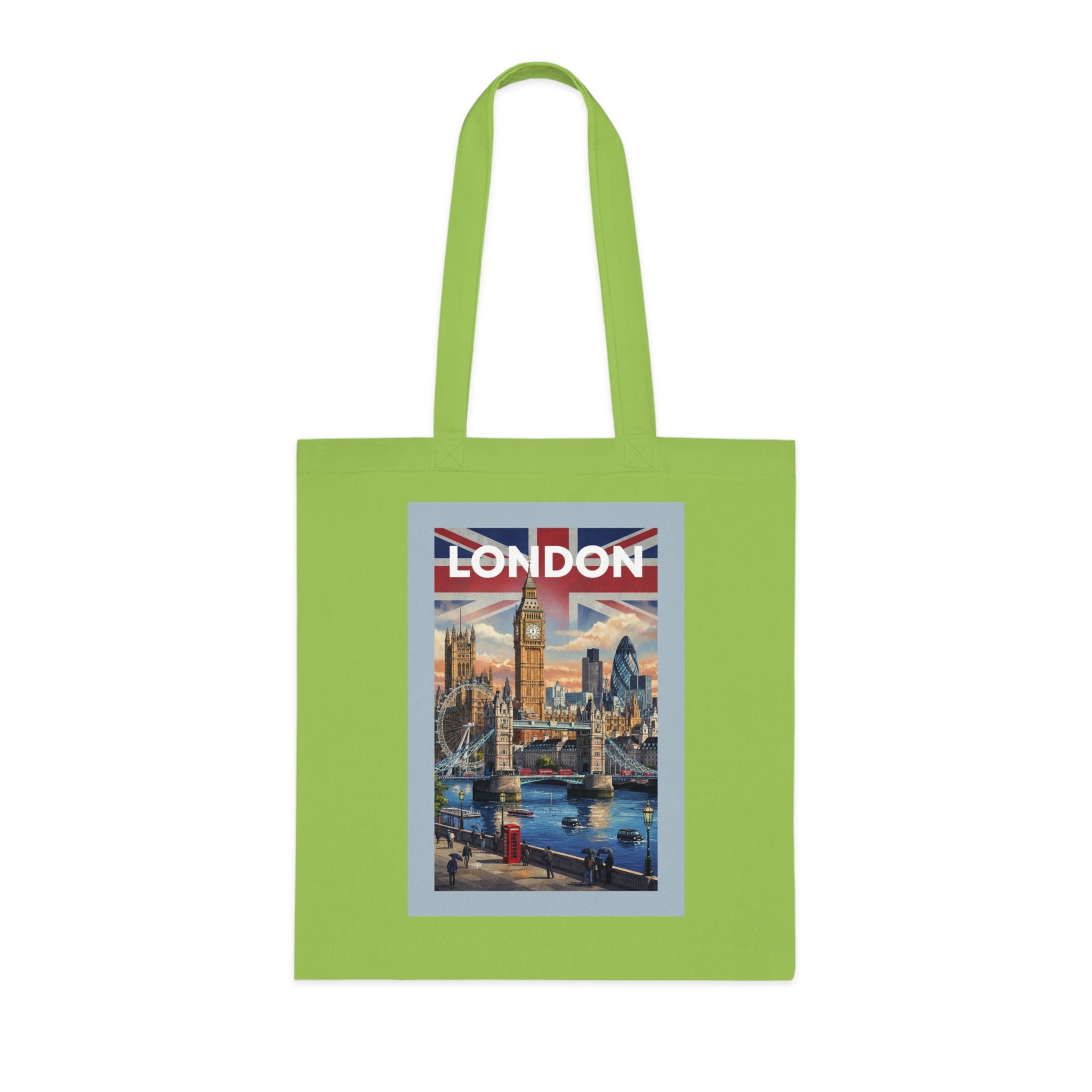 London Vintage Travel Tote Bag — Big Ben & Union Jack Cotton Shopper