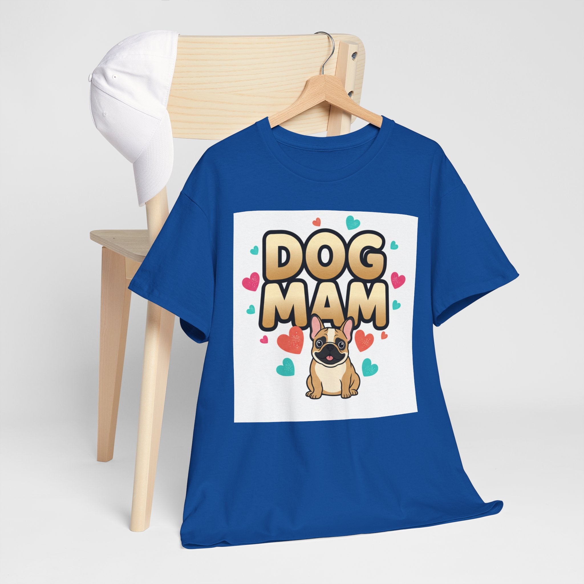 Dog Mom T-Shirt — Cute Pug Design with Hearts, Perfect Gift for Dog Lovers