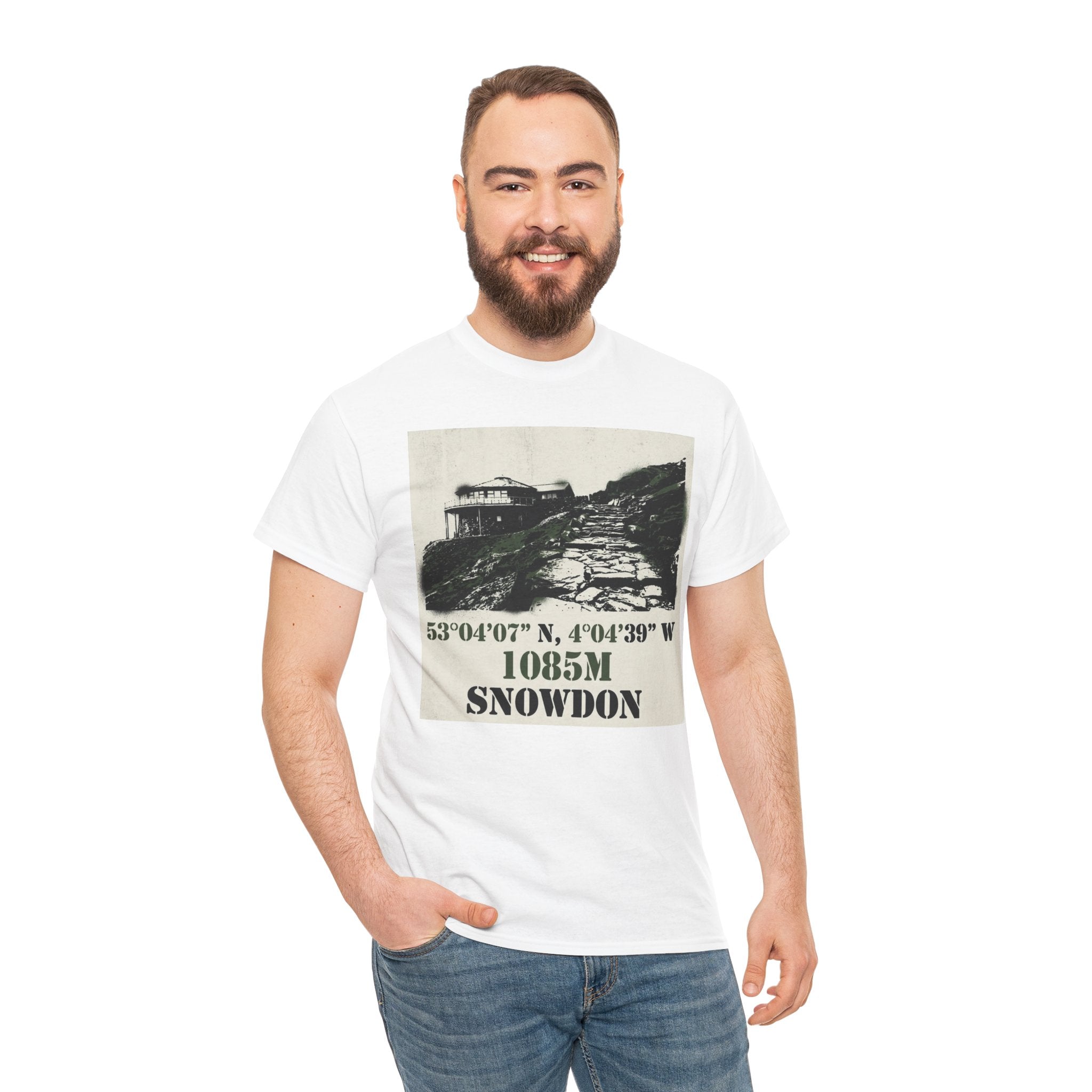 Snowdon 1085m Vintage Summit Tee — Mountain Coordinates Graphic T‑Shirt