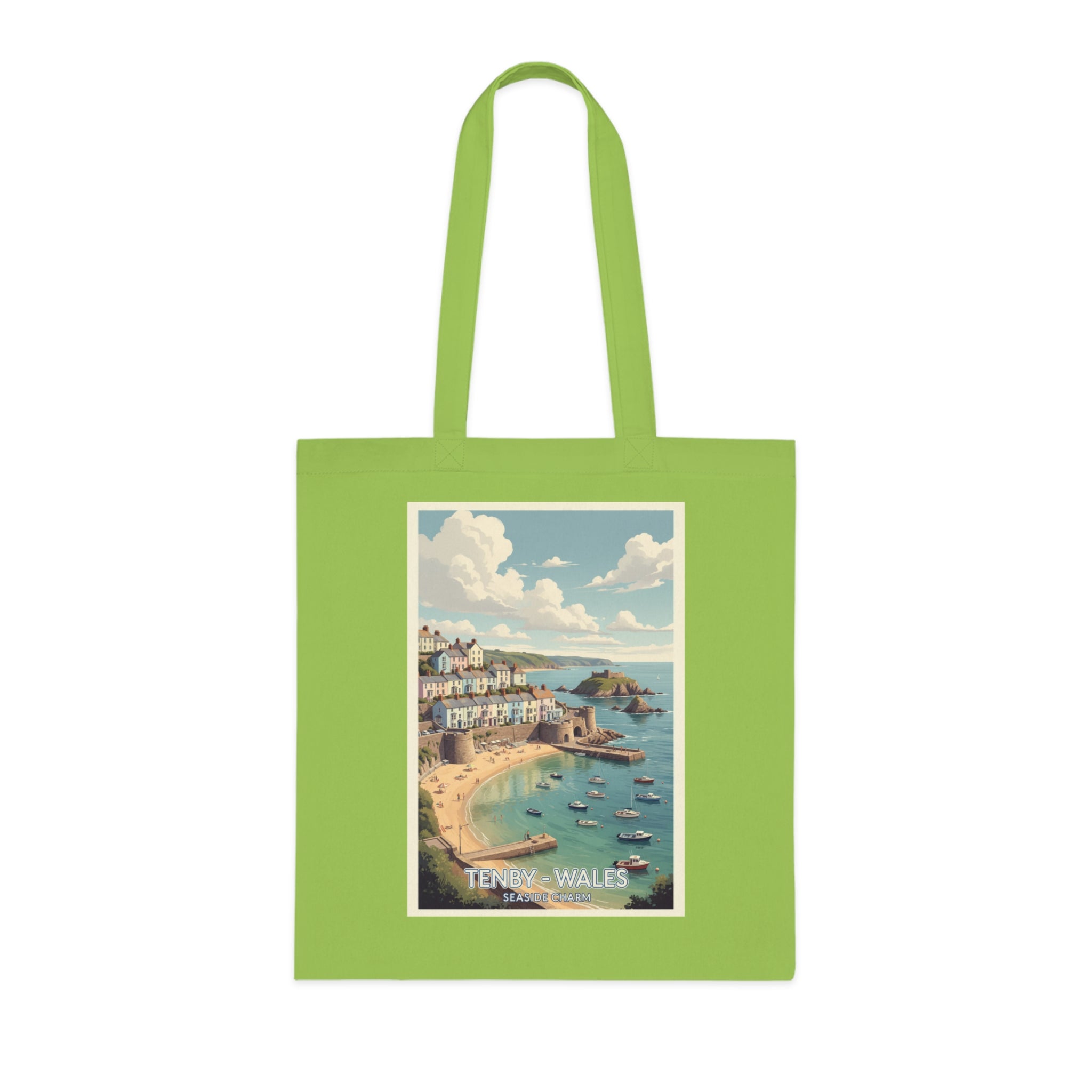 Tenby Wales Vintage Travel Poster Cotton Tote Bag