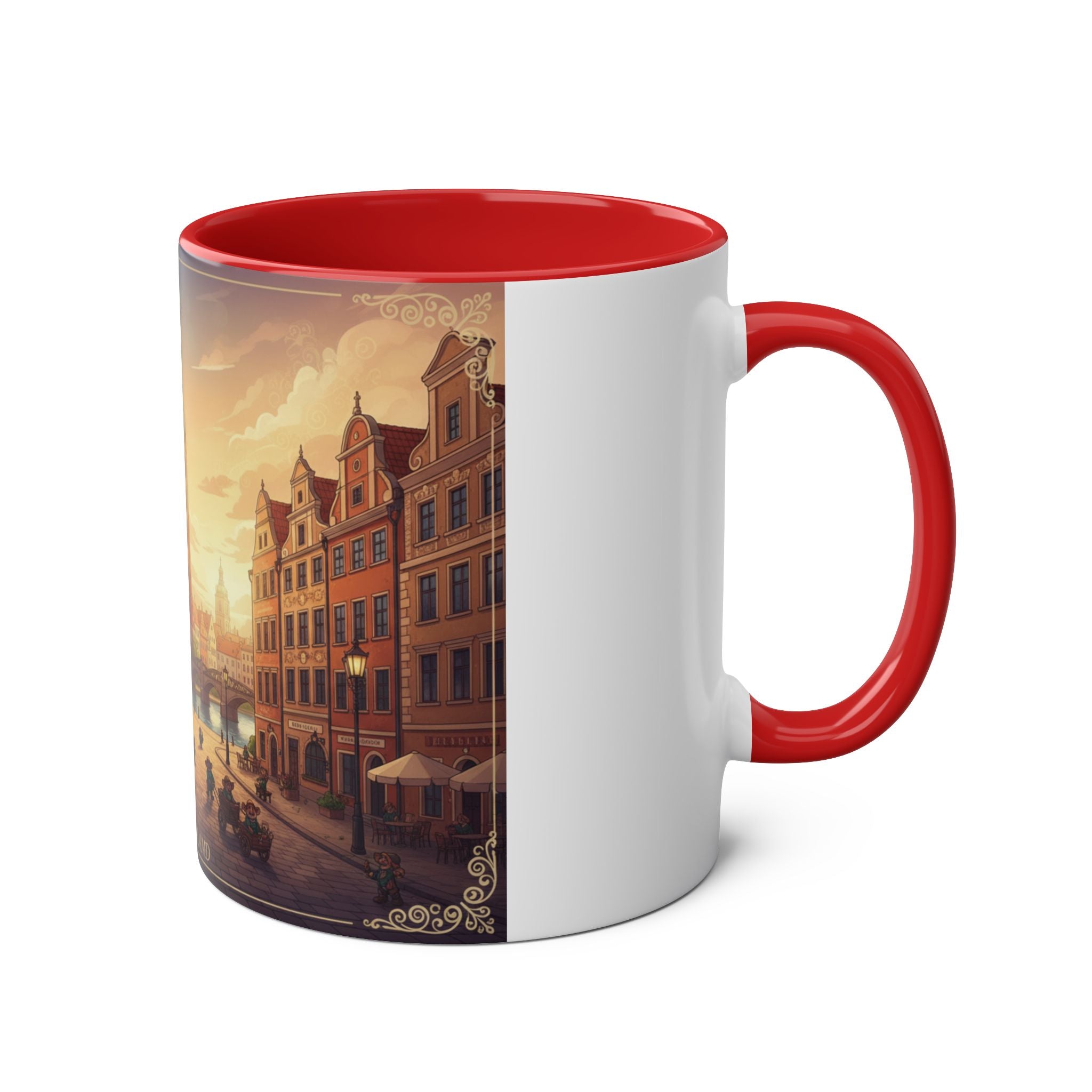 Wrocław Vintage Cityscape Mug — 11oz Two-Tone Coffee Cup