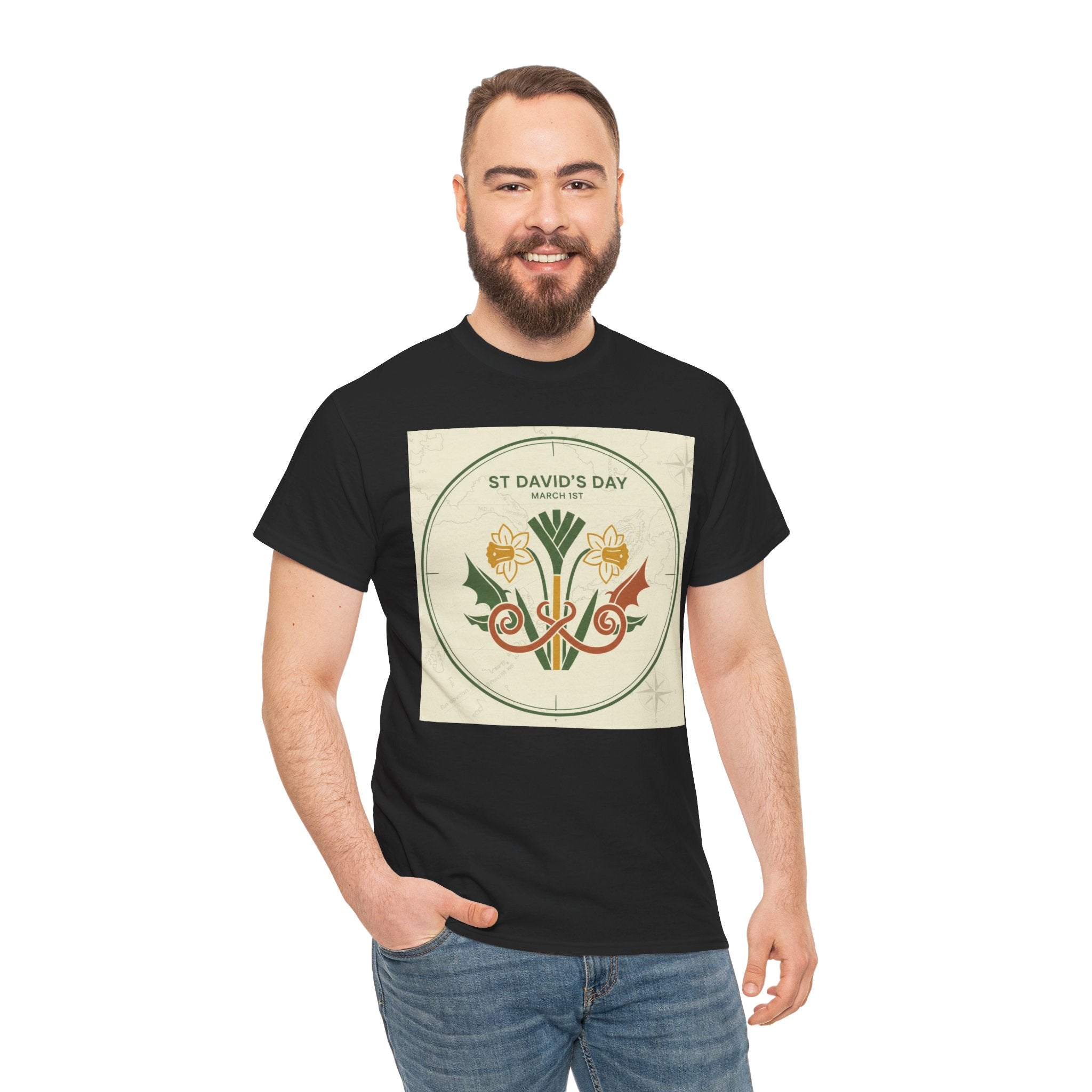 St. David's Day Floral Tee — Welsh Daffodil & Leek Celebration Shirt