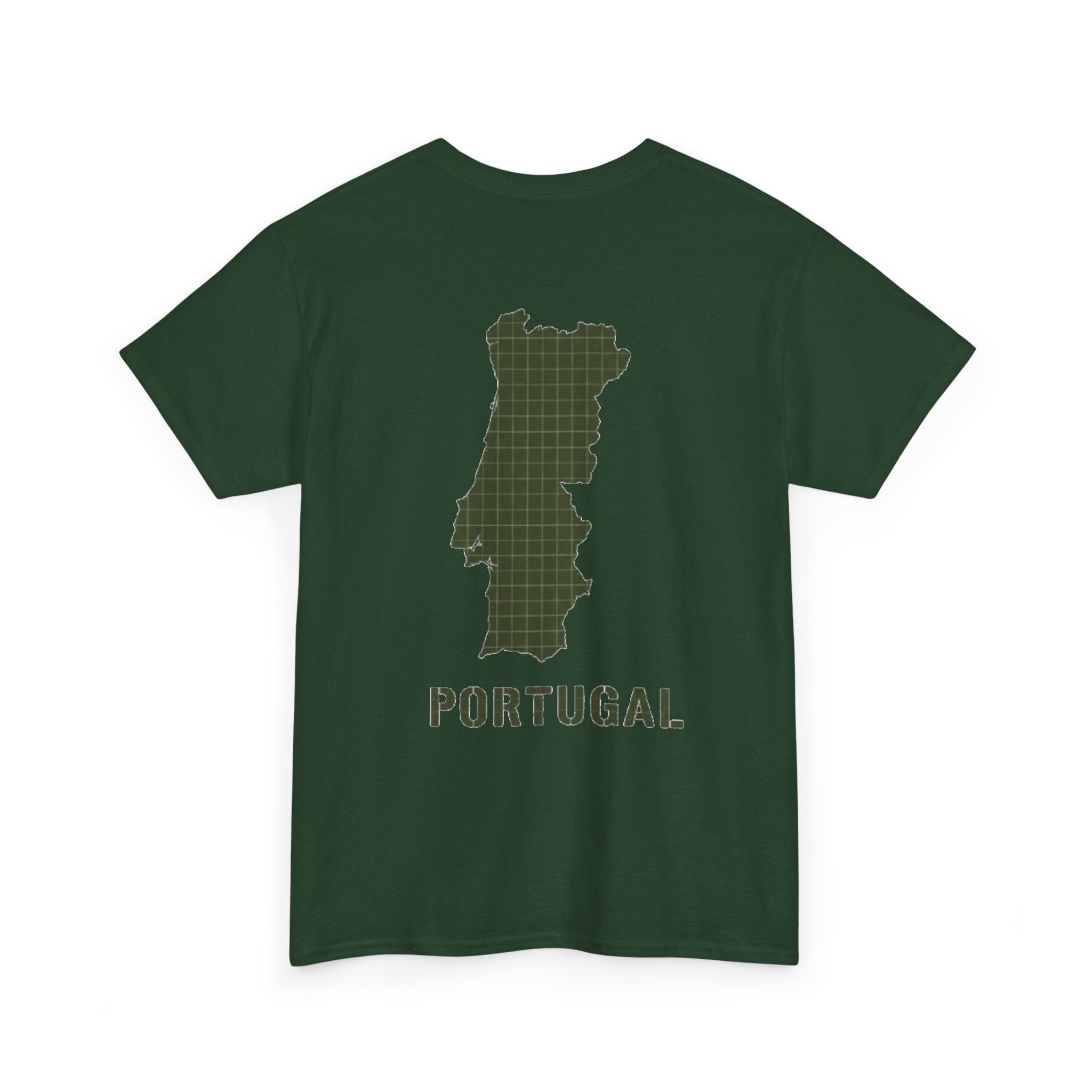 Portugal Map T-Shirt — Vintage Green Grid Portugal Tee