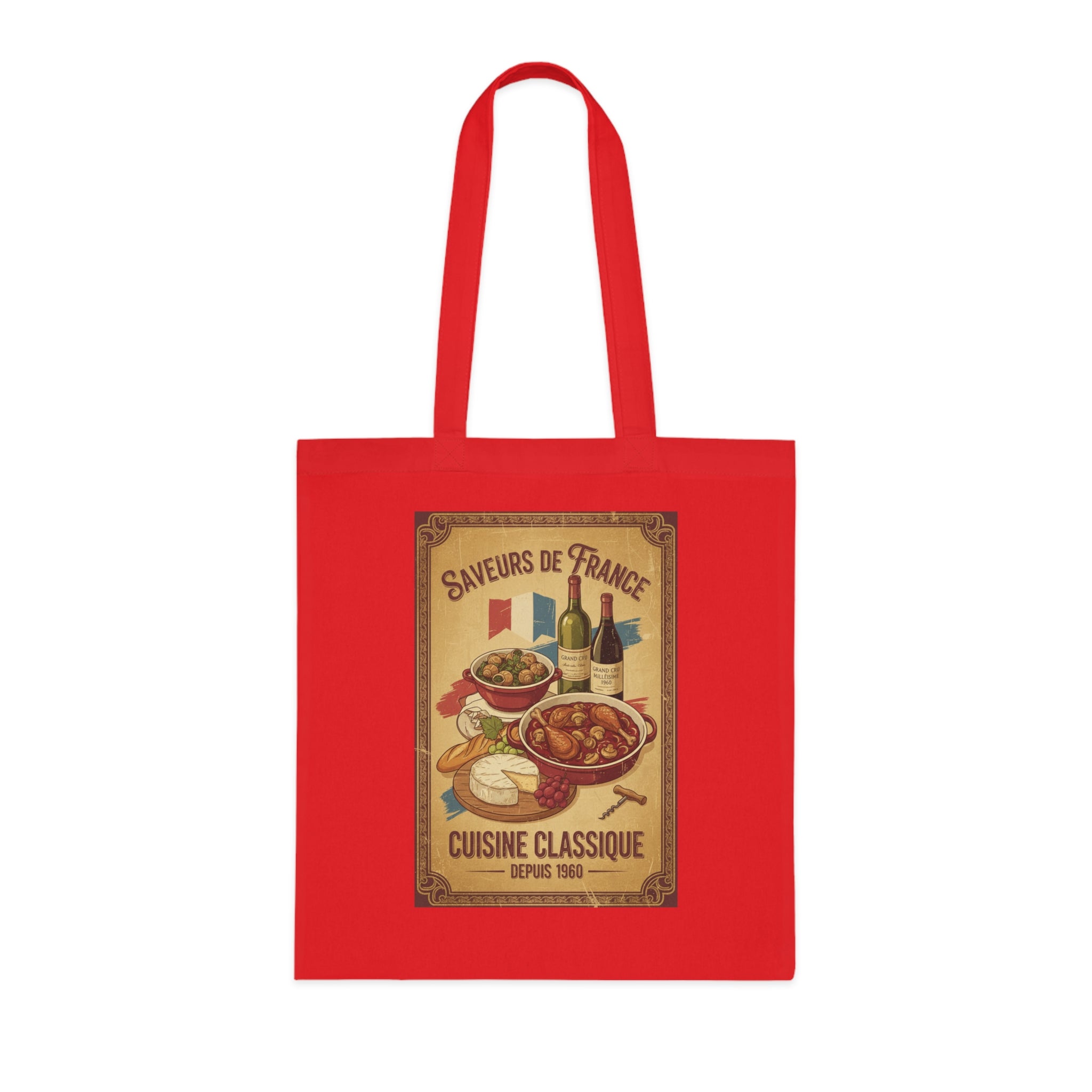 French Cuisine Tote Bag — 'Saveurs de France: Cuisine Classique' Vintage Market Grocery Tote